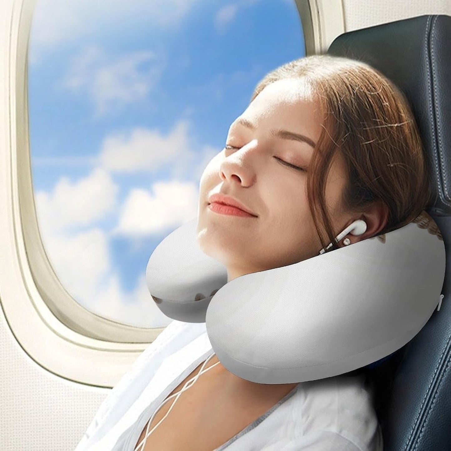 A Barn Owl Neck Pillow Memory Foam U Shaped Pillows Portable Pillows for Shoulder Travel Head Support Pillow with Concealed Zipper for Airplane Car Home Office