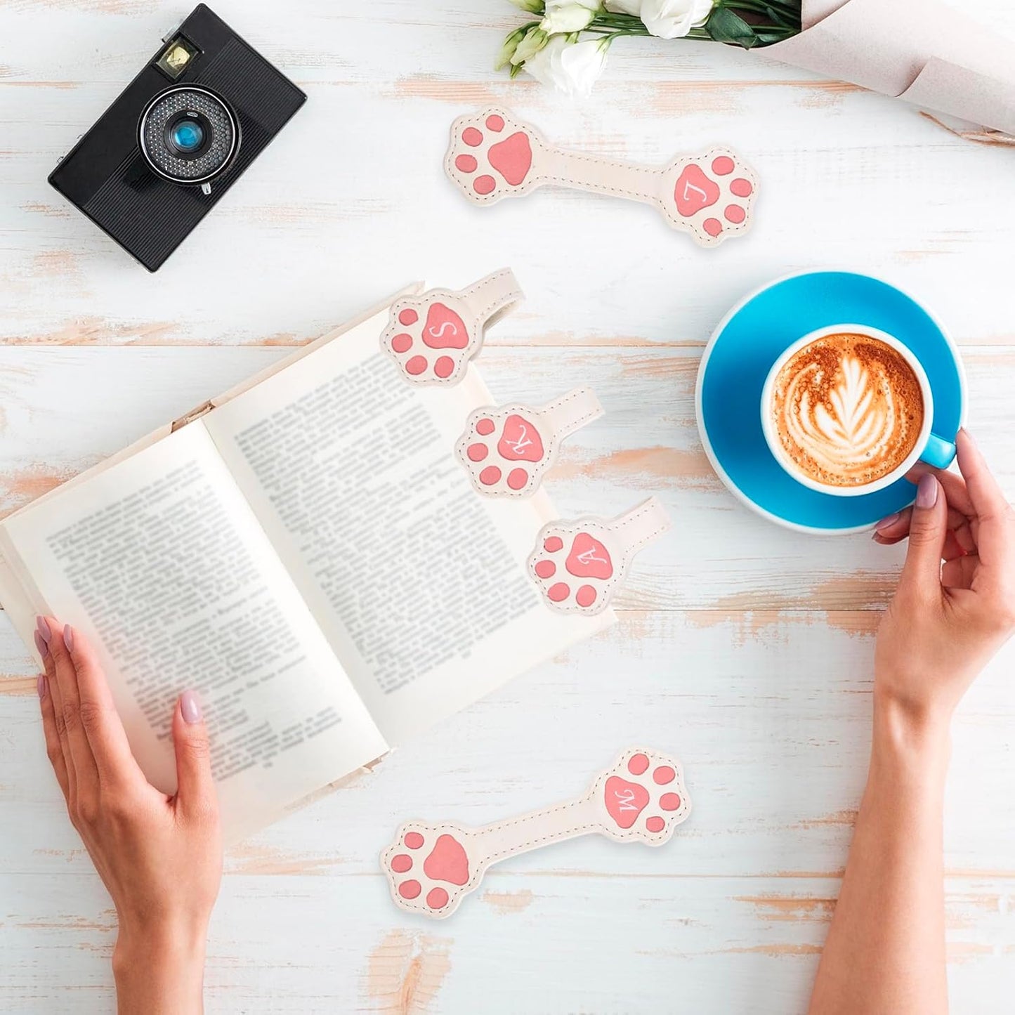 Personalized Magnetic Leather Bookmark - Cat Paw Shape Bookmarks for Men Wemen, Magnet Book Marks Reading Lovers, Cute Cool Unique Embosser Custom Book Markers for Mens Funny Best Gifts (L)
