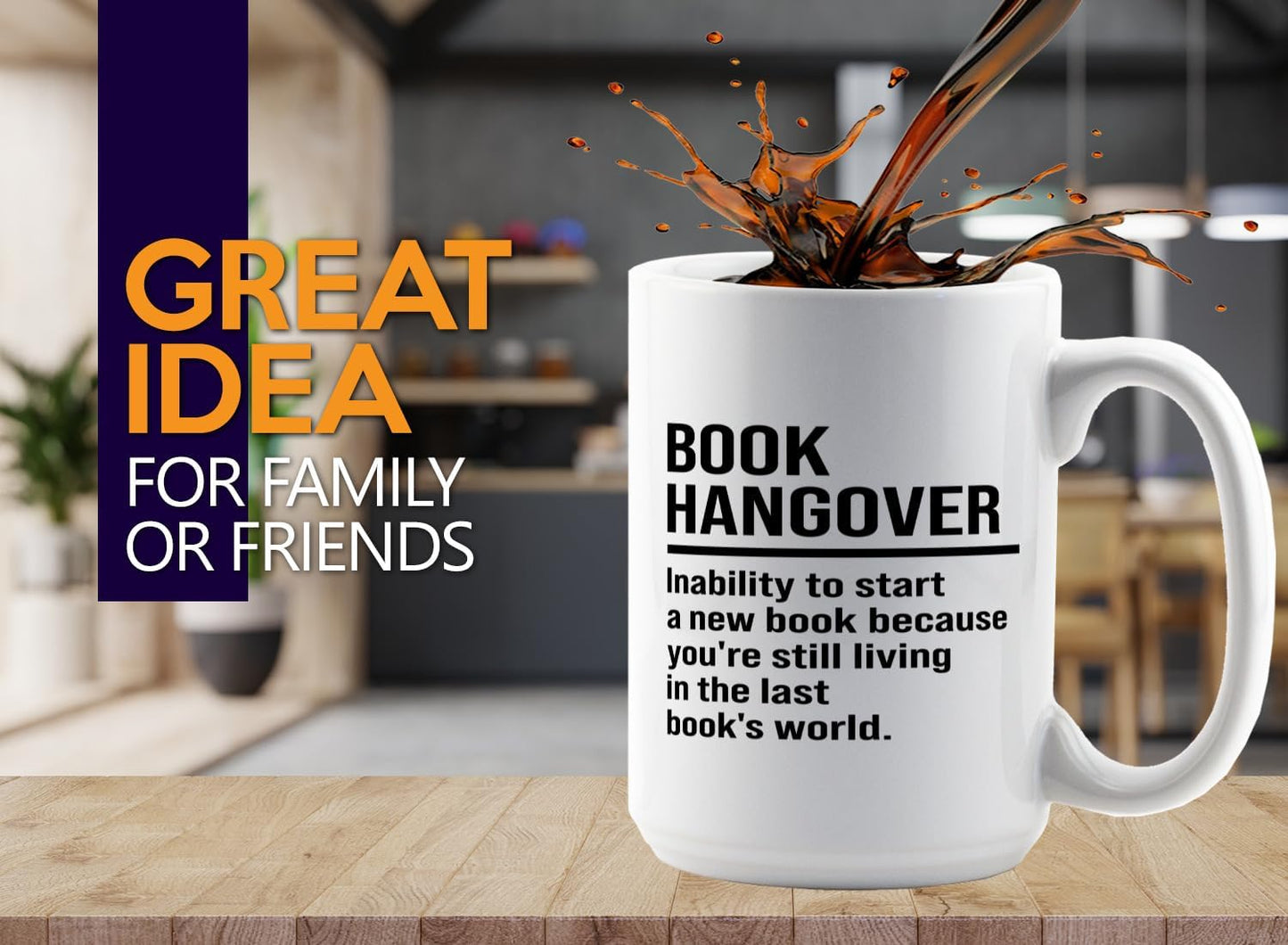 Book Lover Coffee Mug 15oz White -Book Hangover - Writer Editor Bookish Librarian Bibliophile Bookish Grammar Philosophers