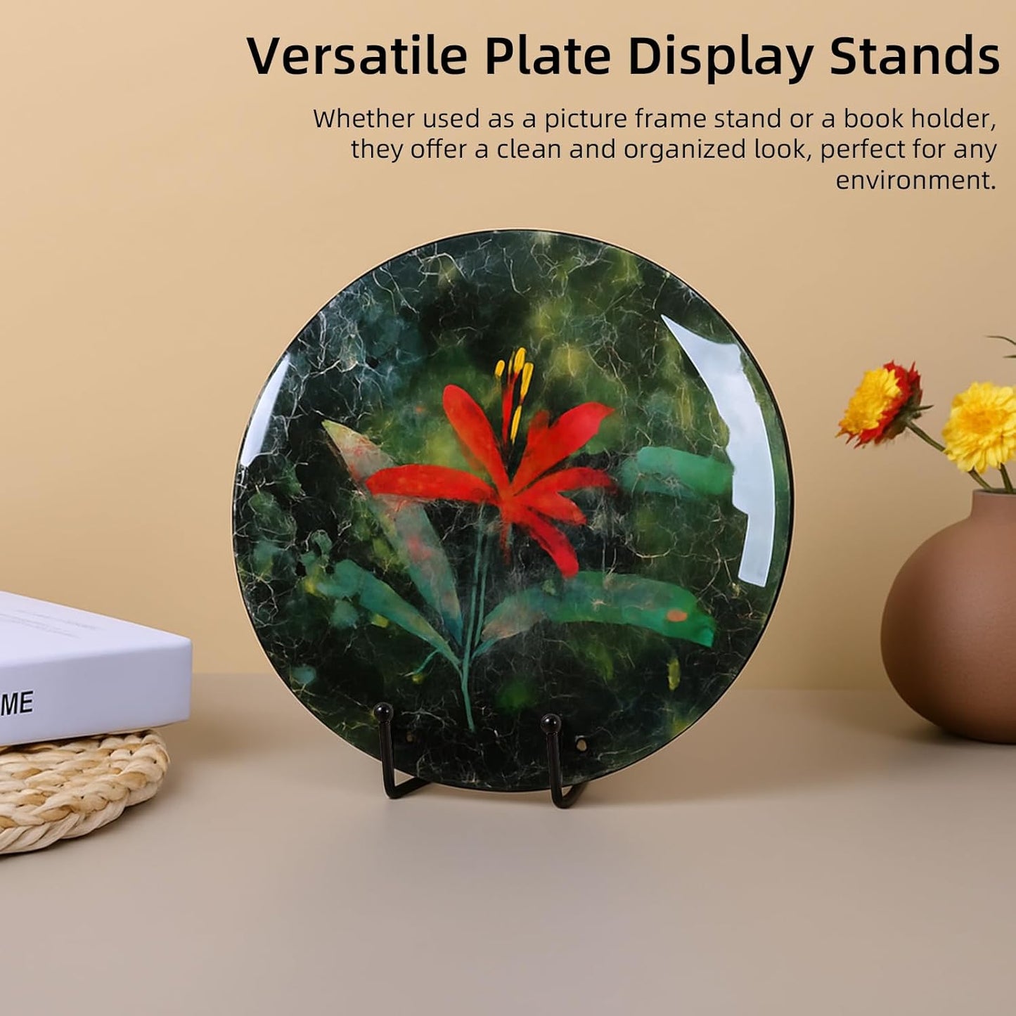 Plate Stands for Display, 18 Pack Metal Black Plate Picture Stand 4.5 Inch Book Picture Holders Easel Book Holder for Display Photo Creation Collectibles Phone on Table Desktop