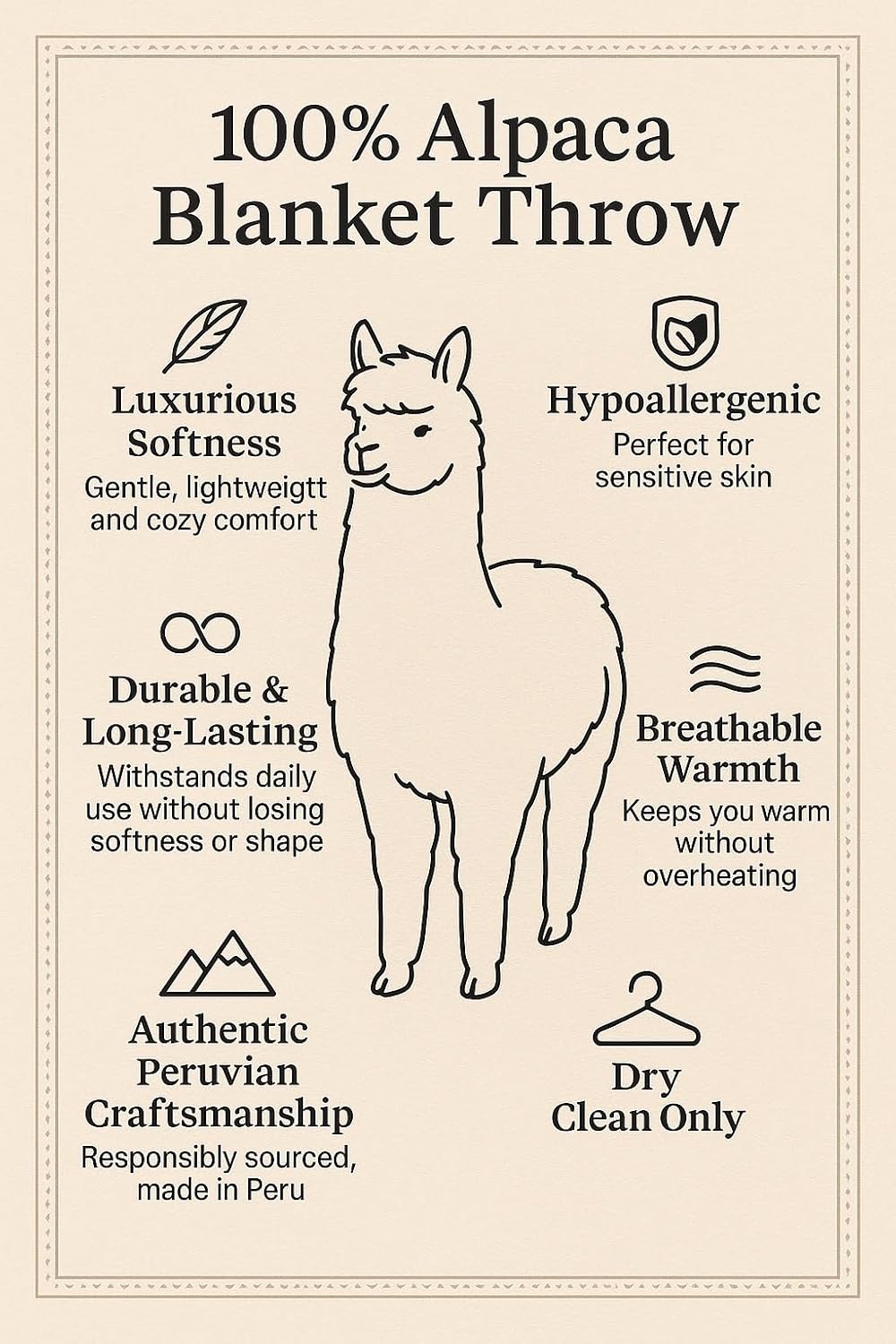 Alpaca Blanket – Soft, Luxurious Lightweight Baby Alpaca Wool Blanket – 71” x 51” – Hypoallergenic Throw Blanket – Made in Peru (Charcoal Gray Plaid)