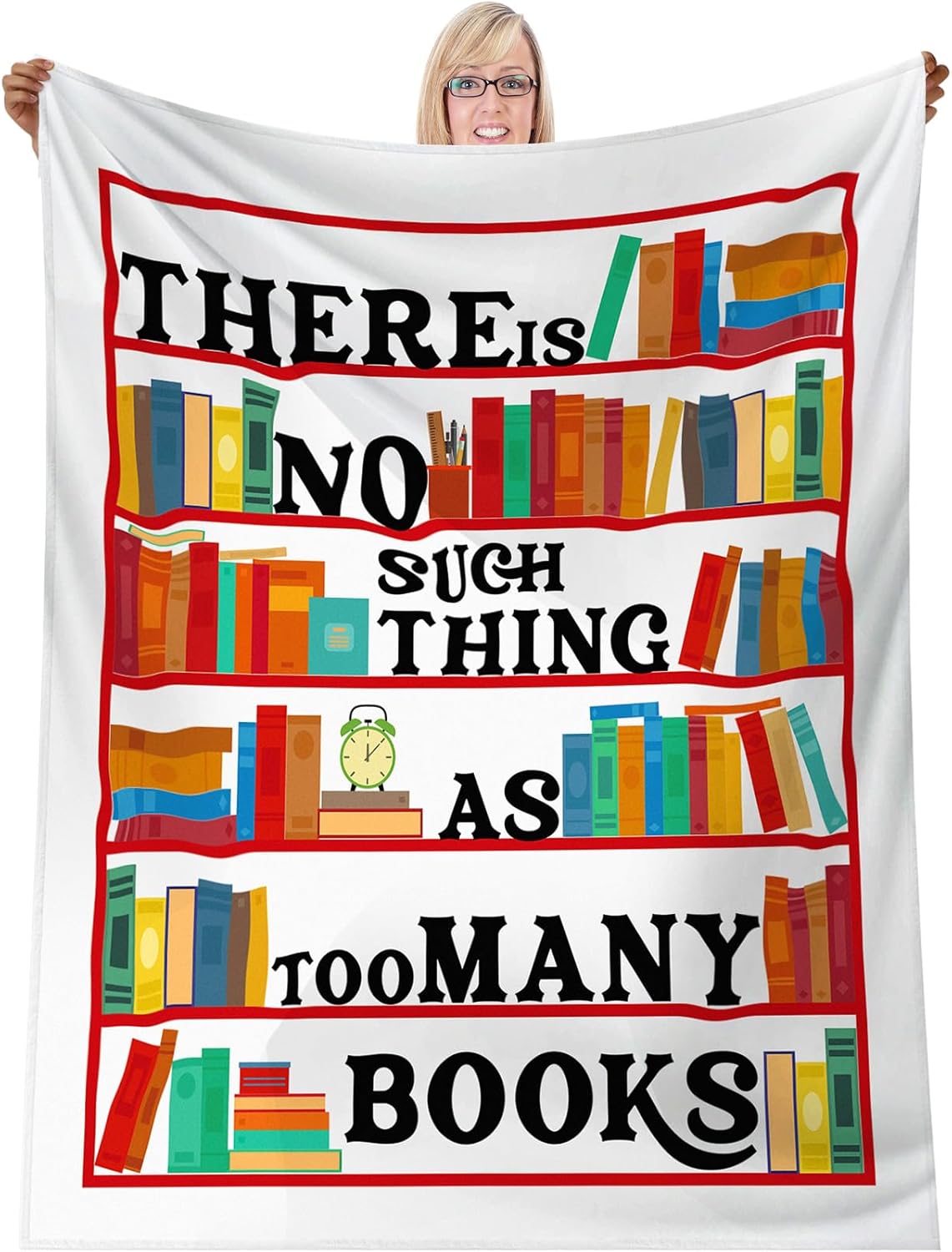 Preboun Book Lovers Gifts Flannel Blanket Librarian Blanket 60" x 50" Bookworm Book Accessories for Reading Lover Writers Club Gifts for Birthday