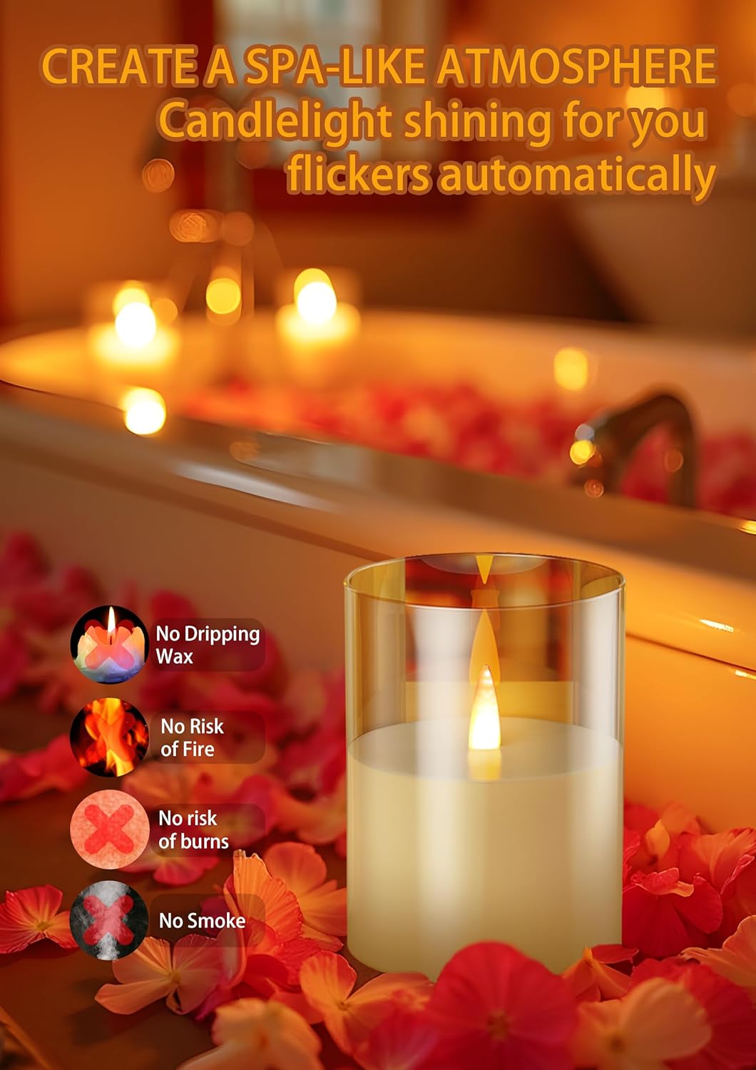Flameless Candle Night Light, Motion Sensor Auto Switch On/Off, Rechargeable LED Glass Night Light with Remote Control and Timer Function, Ideal Kids Adults Nightlight for Bedroom, Bathroom, Hallway