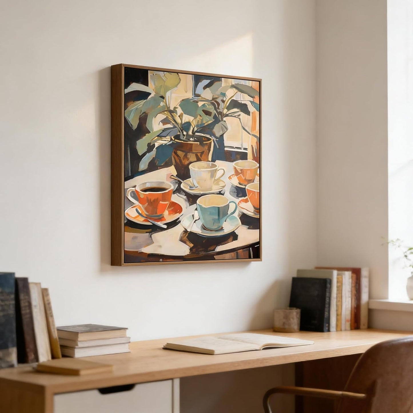 Paivovi Framed Coffee Wall Art,Vintage Cafe Aesthetic Picture,Cafe Bar Wrapped Canvas Artwork,Retro Coffee Poster Print,Modern Rustic Wall Decor for Kitchen Dining Room Ready to Hang 12x16 Inch