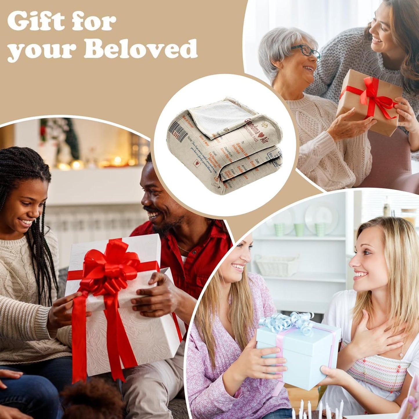 Grandma Blanket Gift from Grandkids - Heartwarming Message Throw, 50'' x 60'', Sofa Decor for Birthday, Christmas, Mother's Day, Valentine's & Grandparents Day, Keepsake Gift