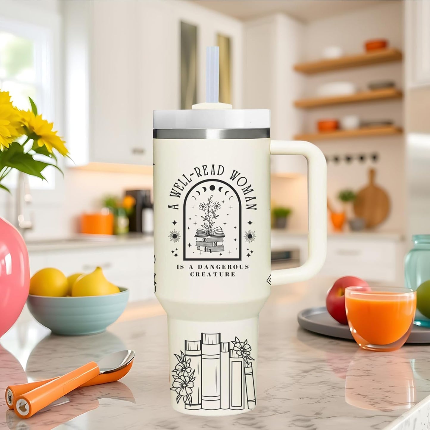 Book Lovers Gifts.40oz A Well-Read Woman Tumbler with Handle.Book Club Cup.40oz Tumbler Gifts for Bookaholic Bookworm Reader Librarian.Birthday Christmas Bookish Gifts for Women.