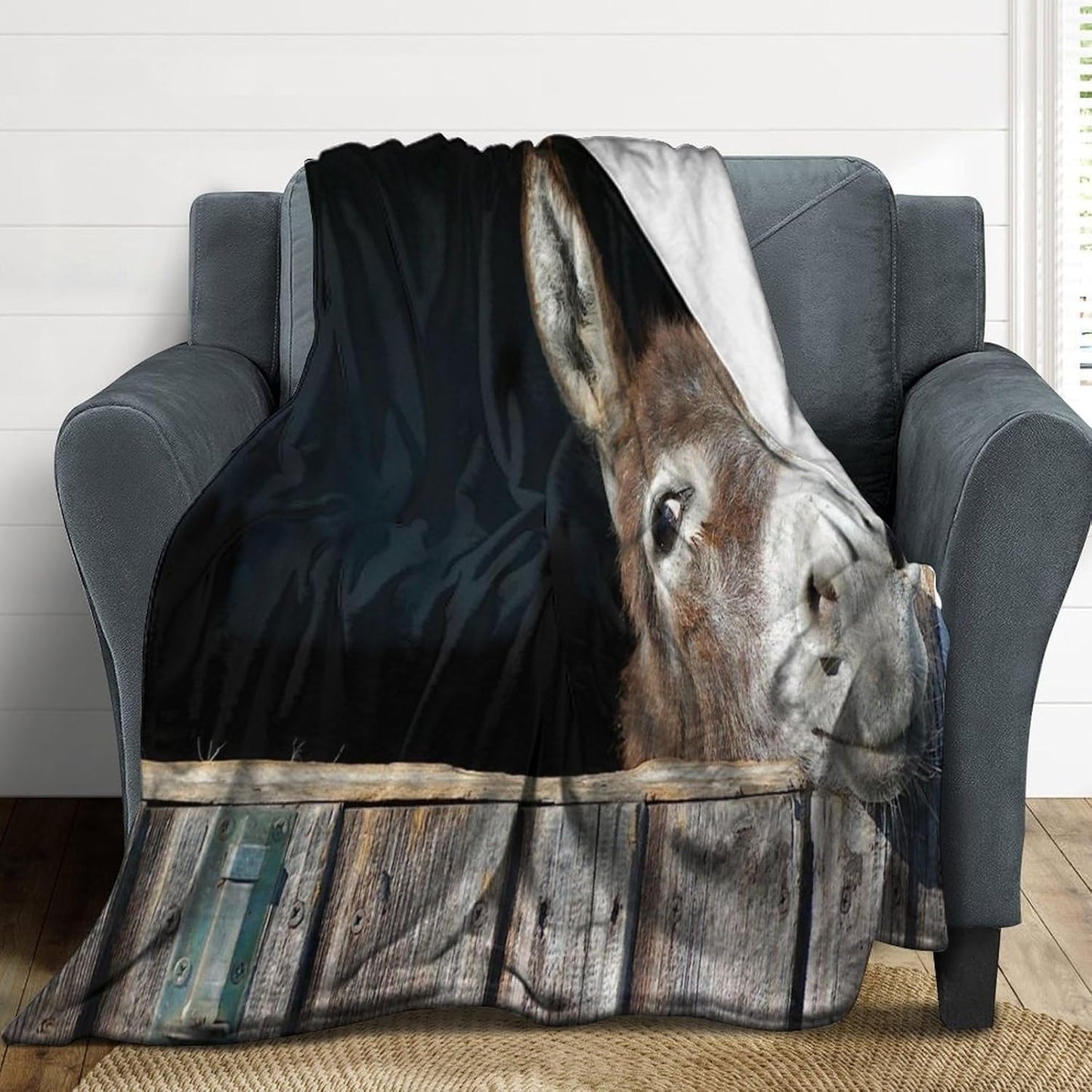 Funny Donkey Throw Blanket for Couch Super Soft Warm Lightweight Throw Blankets Cozy Flannel Bed Blanket Cute Decorative Blankets for All Seasons Home Decor Gift 30"*40"（76 * 100cm）