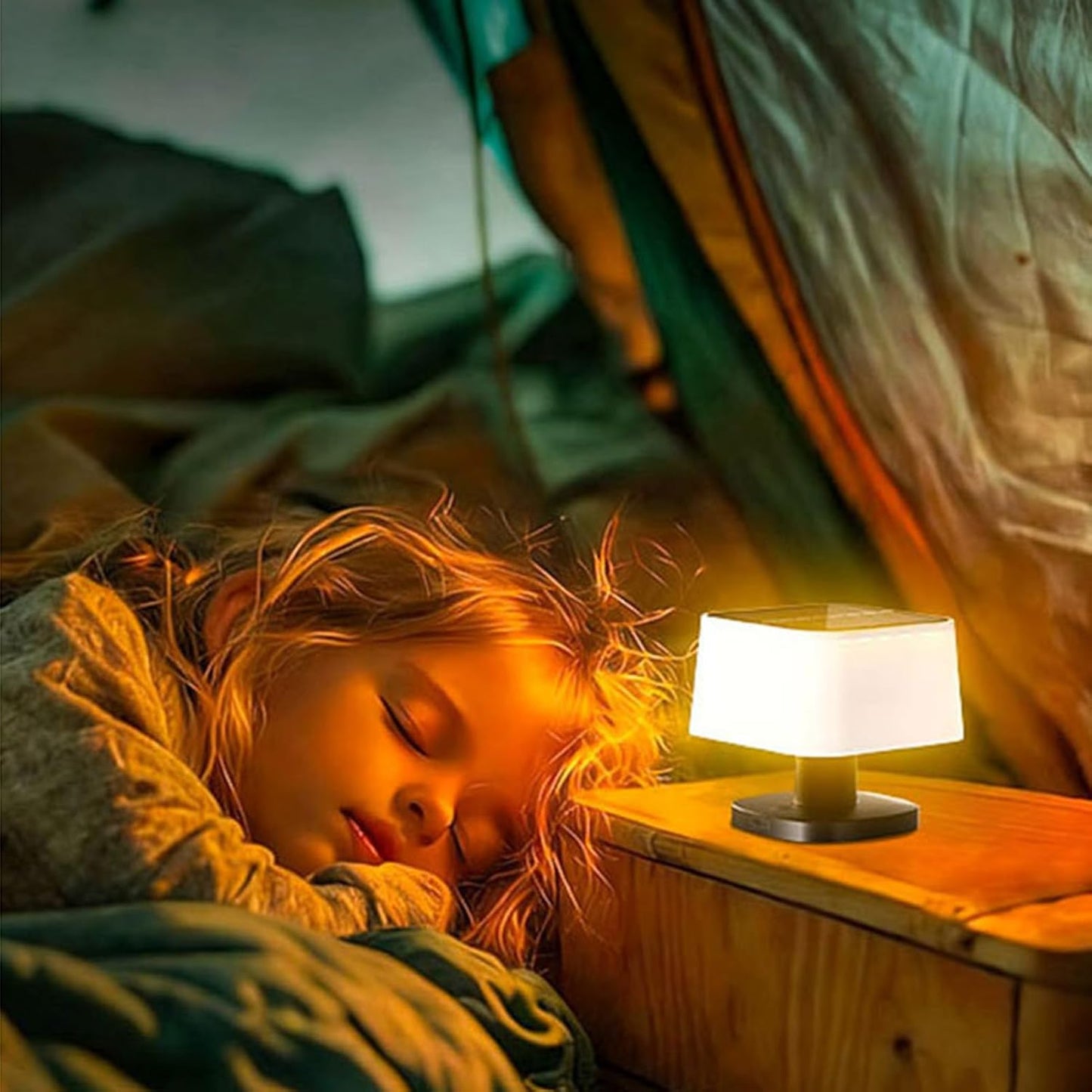 Solar Table Lamp, LED Desk Light for Illuminating, 3 Brightness Levels Rechargeable Cordless Lantern with Height Adjustable Link, Telescopic Lighting Source for Outdoor Dining, and Night Reading
