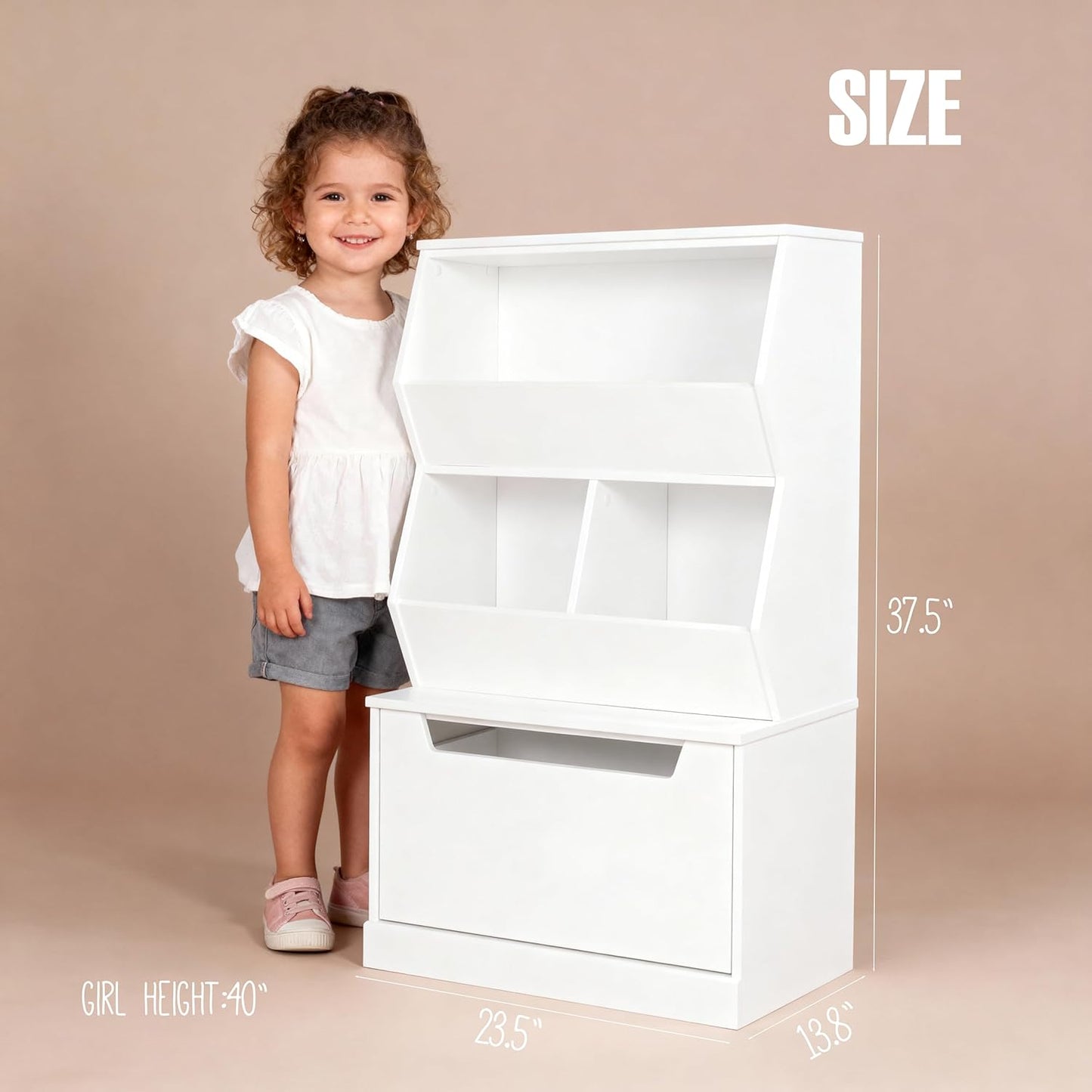 UTEX Kids Toy Storage Organizer, Bookshelf for Kids and Bookcase with Drawer, Children Open Storage Cubby for Bedroom Playroom Nursery White
