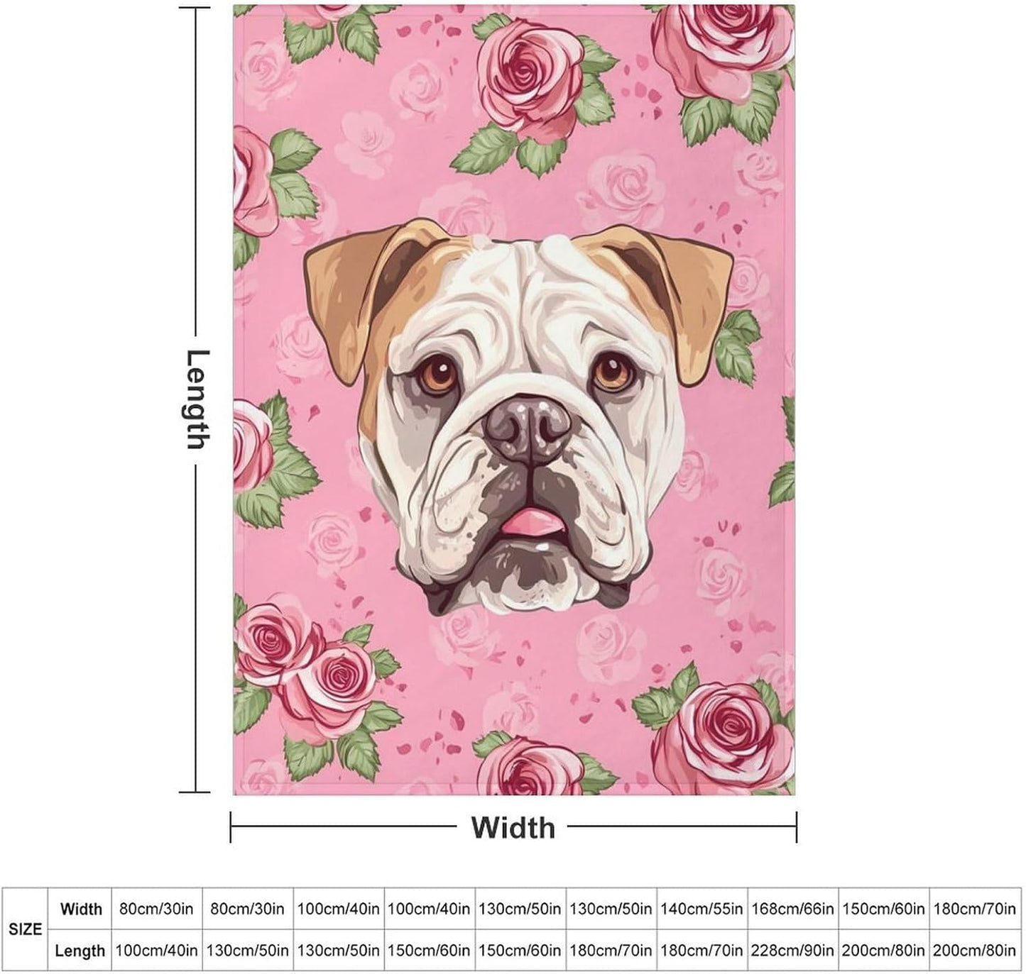 Flower Boston Bulldog Throw Blanket for Couch Bed Plush Cozy Fuzzy Flannel Blanket for All Season 55"x70"