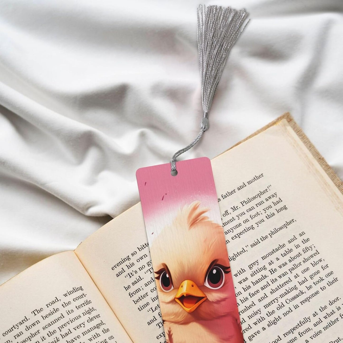 Chicken Hatches Bookmarks Gifts for Women Men, Wooden Bookmarks for Book Lovers, Vintage Book Marks Ornaments with Tassel, Unique Personalized Reading Page Markers Gray
