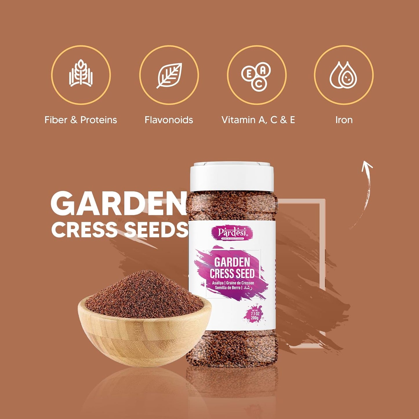 Pardesi Halim Seeds 300g - Lepidium Sativum, Aliv Seed, Asaliya, Garden Cress Seeds - Nutrient-Dense Superfood for Healthy Living, Supports Energy and Vitality. Rich in Vitamins A, C, and K, and Minerals like Calcium and Potassium
