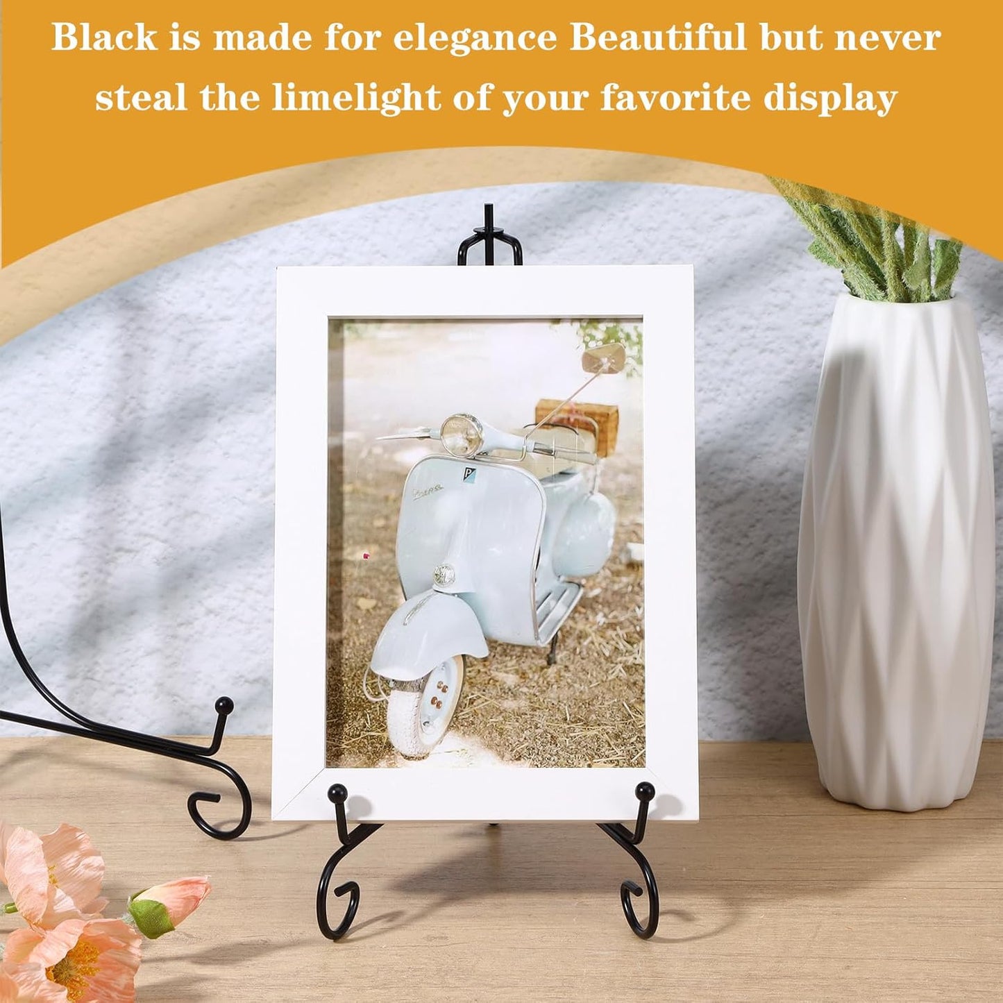 10 Pack Iron Display Stand 10“ Plate Picture Photo Stand for Display, Black Foldable Easel Holder Stand Decorative Metal Plate Holders Display Stand for Photo Frame Book Card Collection Office