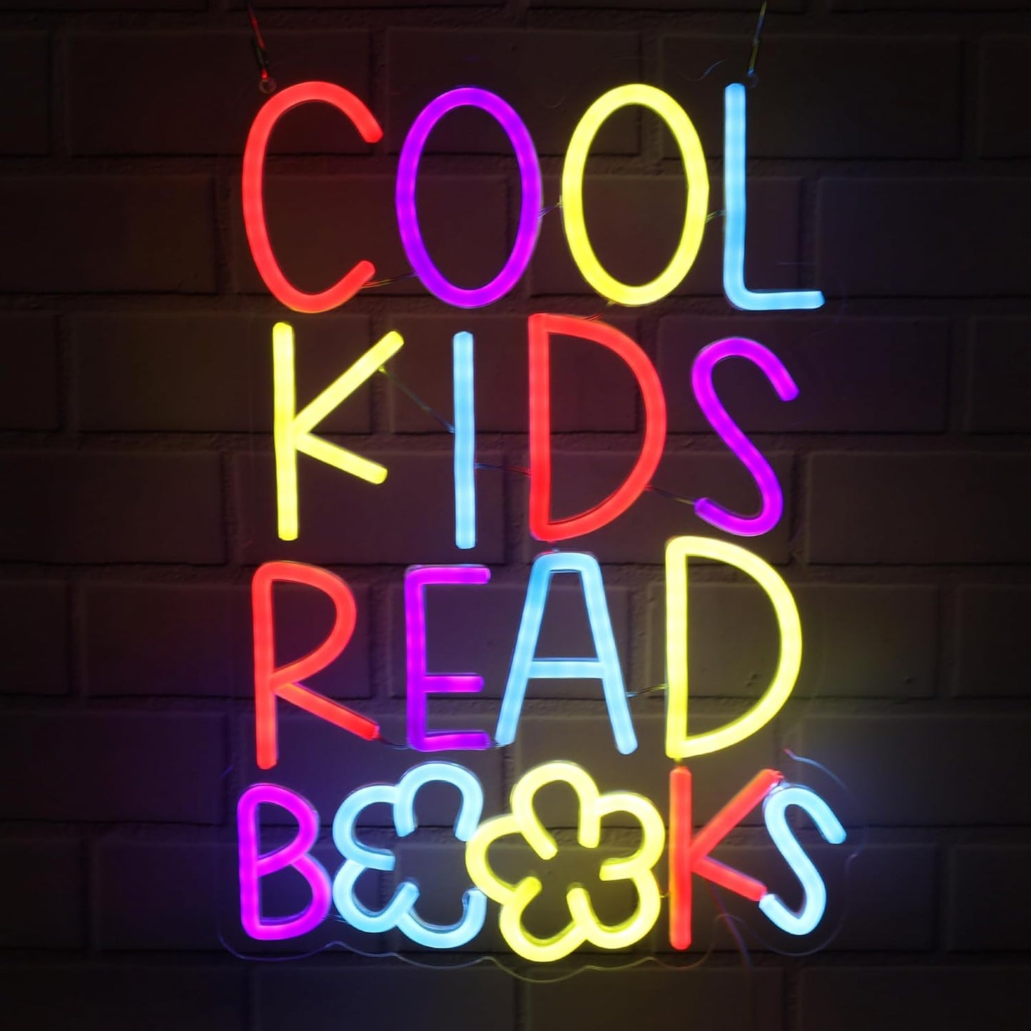 Cool Kids Read Books Neon Sign, Reading Light for Kids, Library Lamp for Bedroom, Classroom & Library Decor, LED Neon Wall Sign for Teachers and Students, Back to School Gift