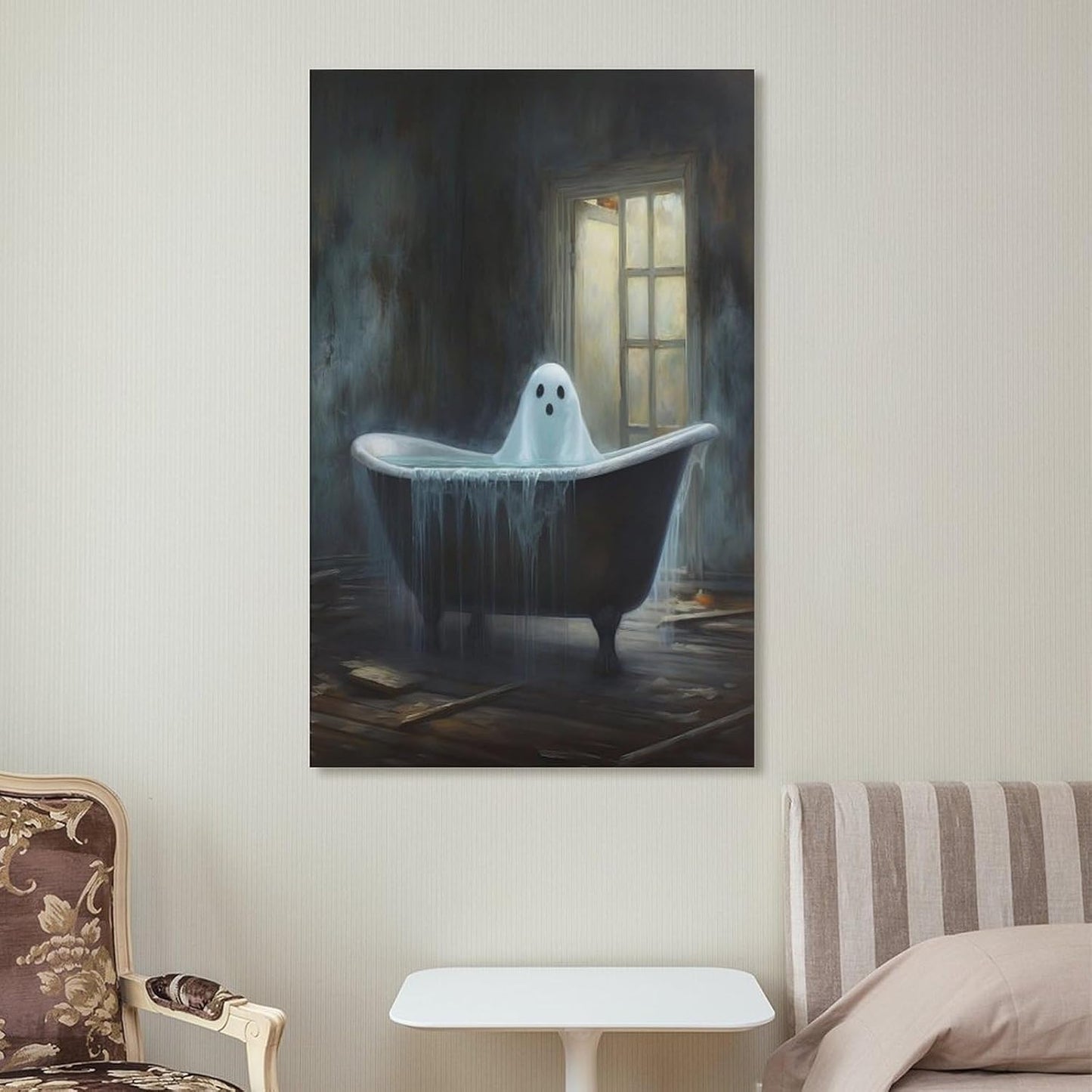 Dark Funny Ghost Bathroom Reading Halloween Classic Movie Posters At Room Aesthetic Posters Cool Artwork Wall Art Home Decor Gift Ideas (2) Canvas Art Poster And Wall Art Picture Print Modern Family B