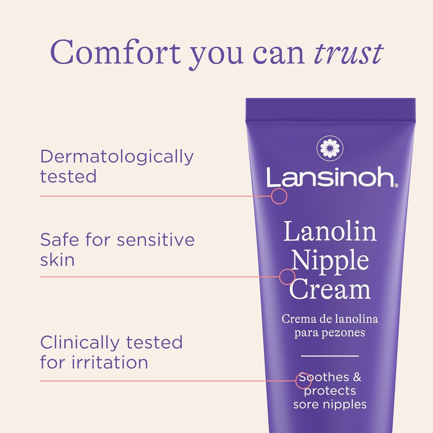 Lansinoh Lanolin Nipple Cream Safe for Breastfeeding Baby, 100% Natural Nipple Butter, Breastfeeding Essentials for Postpartum Moms, 1.41 Ounces