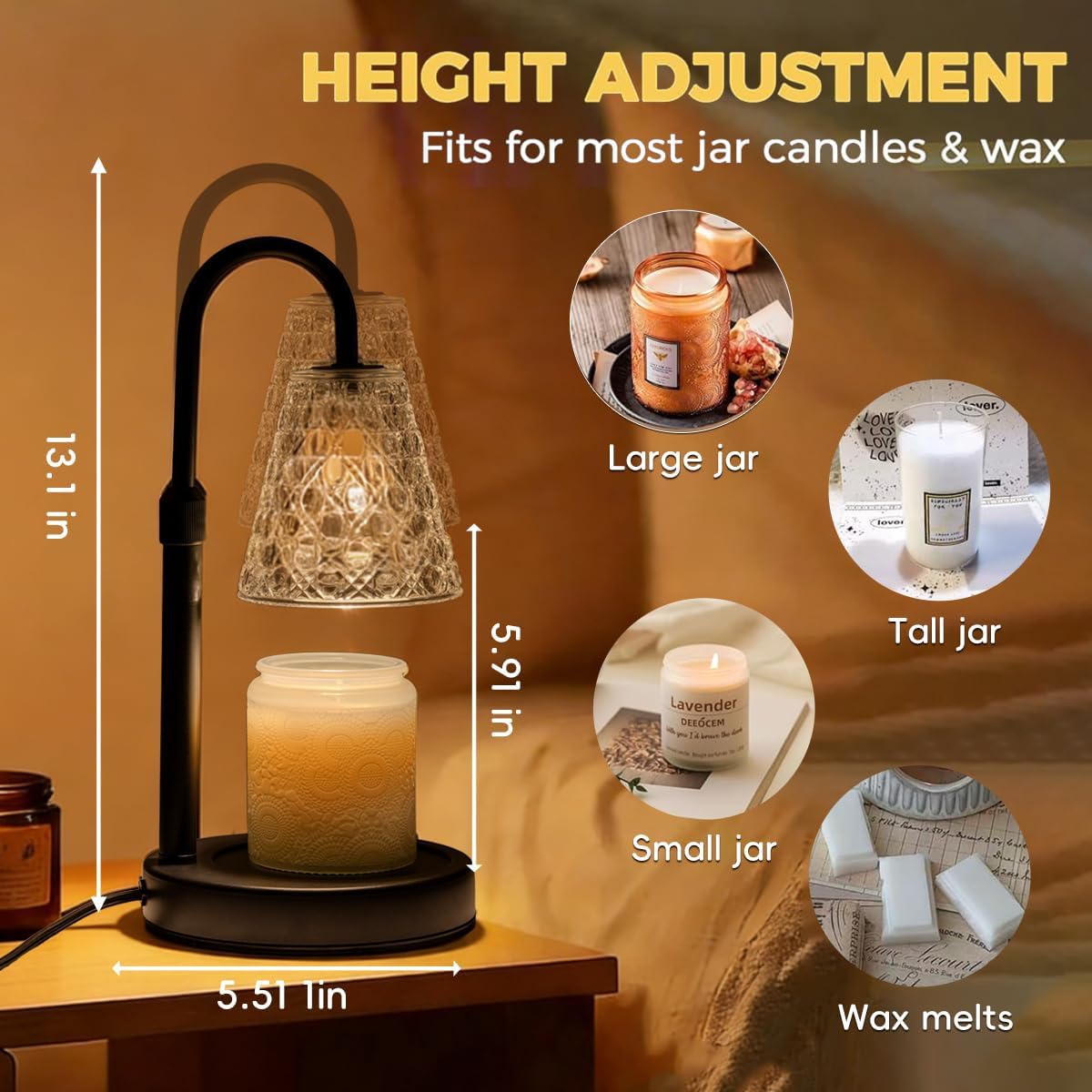 Candle Warmer Lamp with Timer Dimmable, Birthday Gifts for Her Women Mom, House Warming Gifts New Home Decor, Wax Melt Warmer with 2 Bulbs
