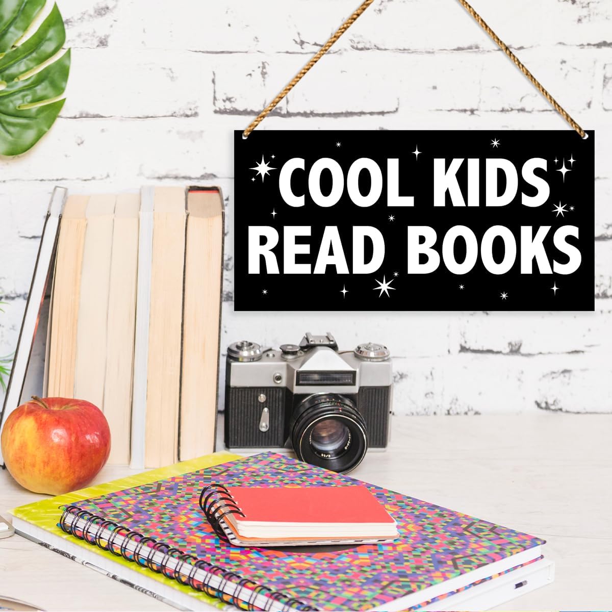 Classroom Sign Wood Decor, Inspirational Wall Decor for Library Kids Classroom Nursery Teen Read Room Homeschool Teacher Sign Hanging Decorations, Cool Kids Read Books