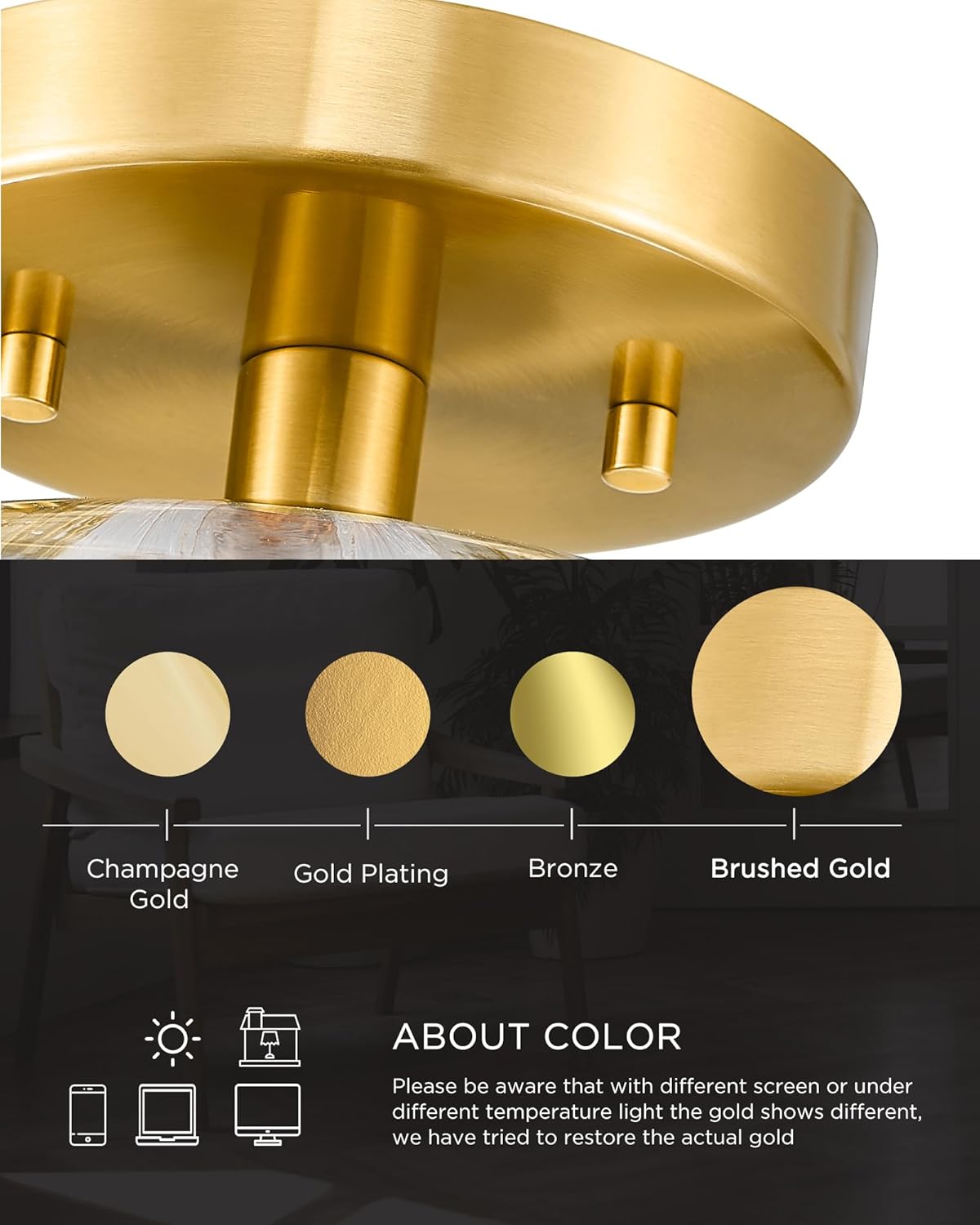 FEMILA Pendant Light for Kitchen Island, 10.3" Brushed Gold Pendant Lighting, Dome Glass Pendant Light Vintage Light Fixtures for Bedroom Hotel Dining Room, 4FYD85MIL BG