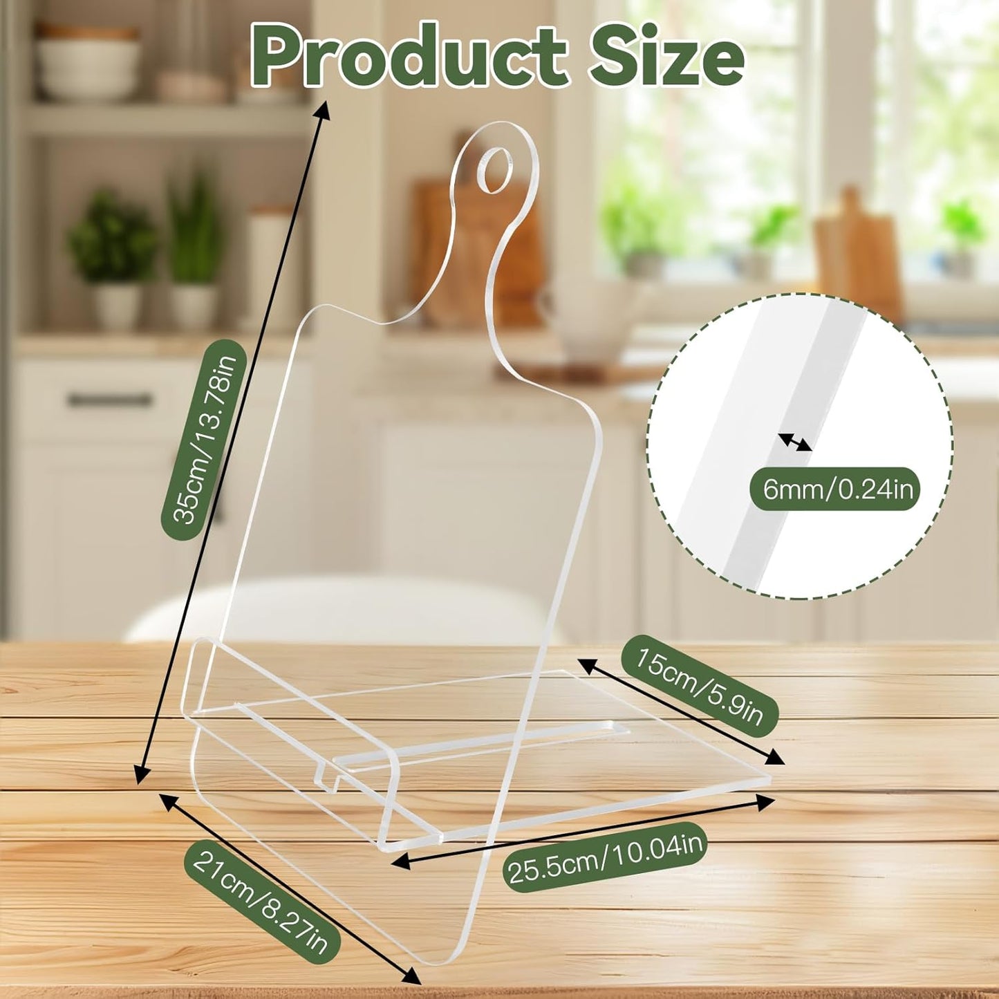 Adjustable Recipe Book Holder,Cookbook Stand,Clear Cookbook Holder,Cook Book Stand for Kitchen Counter,Book Reding Holder for Housewarming Gift,Book,IPad,Tablet,Magazines