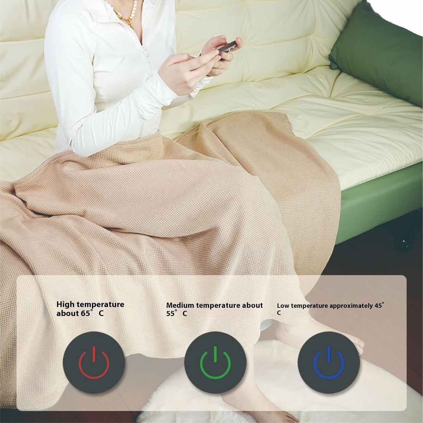Lightweight Heating Shawl with 3-Temp USB Power Cozy Blanket for Indoor Outdoor Use Portable USB Electric Heated Shawl Blanket