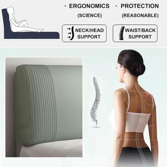 AMNOOL Solid Color Headboard Upholstered Large Backrest Faux Leather Bedside Support Cushion,Rectangle Wall Pillowboard Waterproof Daybed Bedroom Bolster