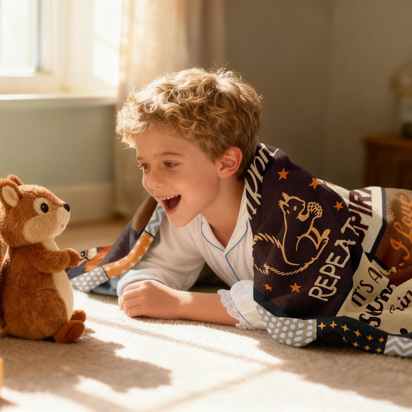 Squirrel Gifts Blanket 50" X 60", Squirrel Lover Gifts for Women/Men, Funny Squirrel Accessories Stuff for Boys/Girls