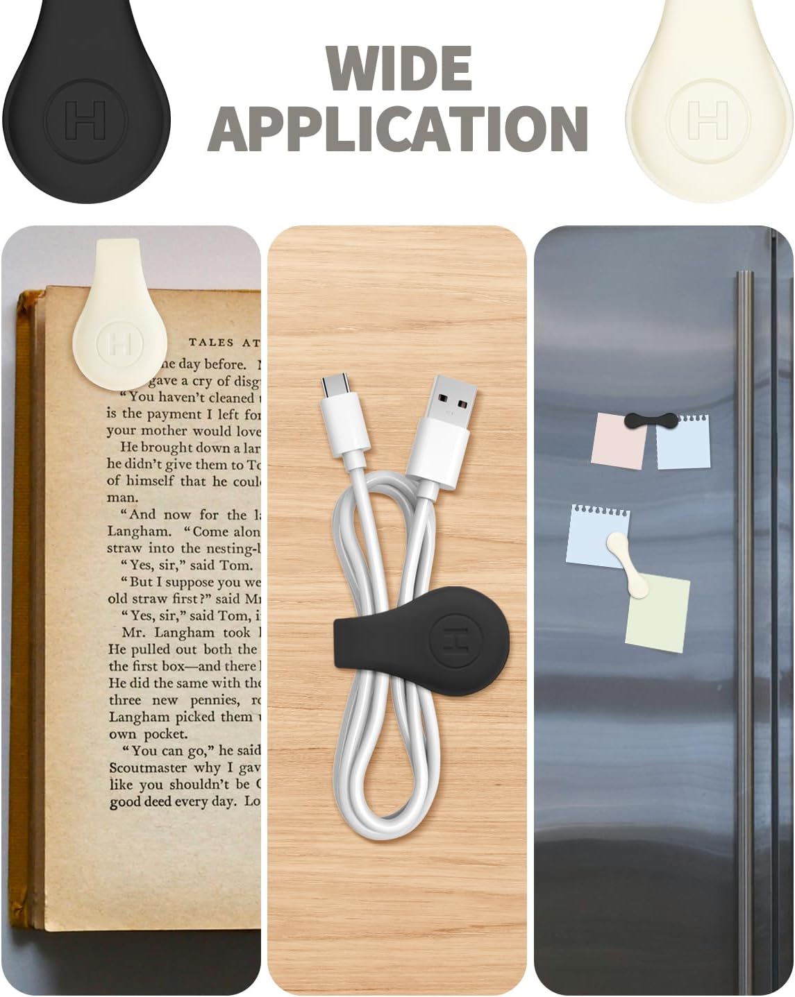 2 PCS Magnetic Bookmarks, Book Page Holders, Book Markers, Magnetic Bookmarks for Women, Book Lovers, Reading Accessories Gift(Rice White+Black)