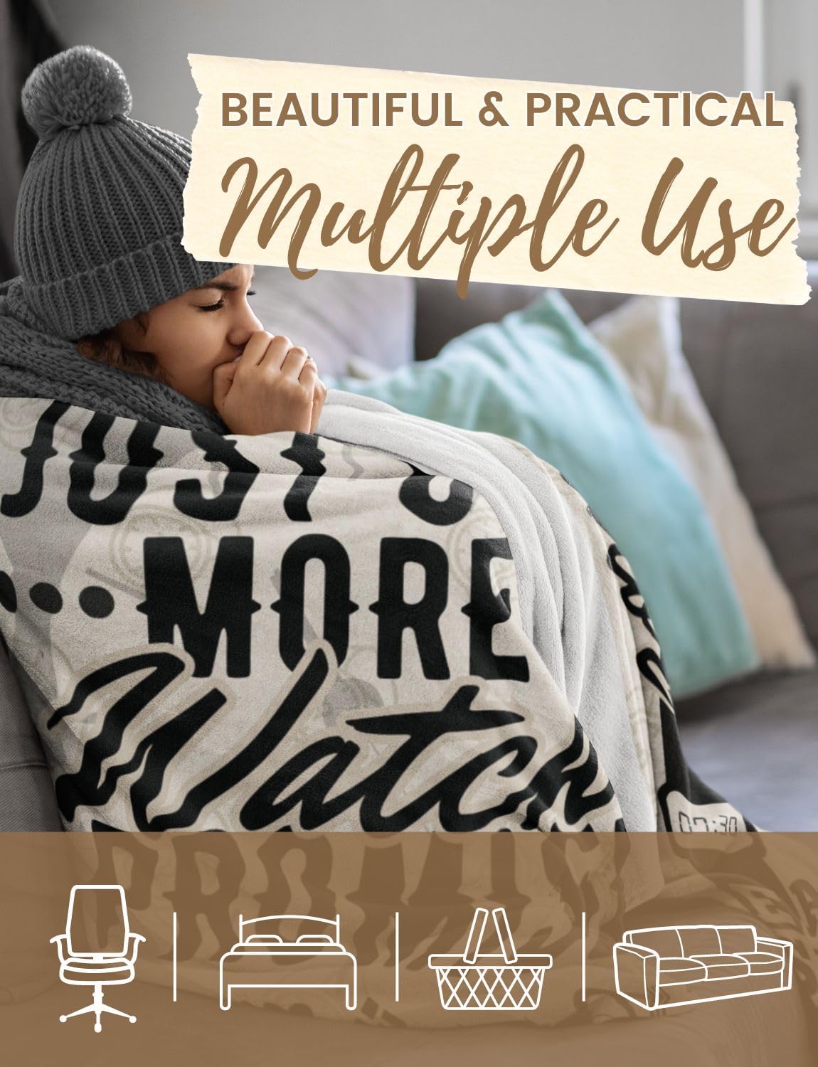 Watches Collector Gifts, Flannel Blankets Throws for Watch Collectors, Watch Lovers, Perfect for Birthday Christmas Thanksgiving, 50" x 65"
