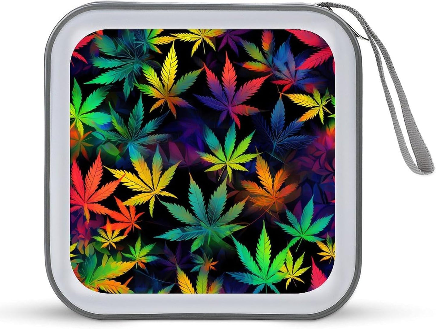Trippy Weed Tie Dye Funny CD Case 40 Capacity DVD Storage Holder Portable Disc Wallet Organizer Bag for Home Travel Car