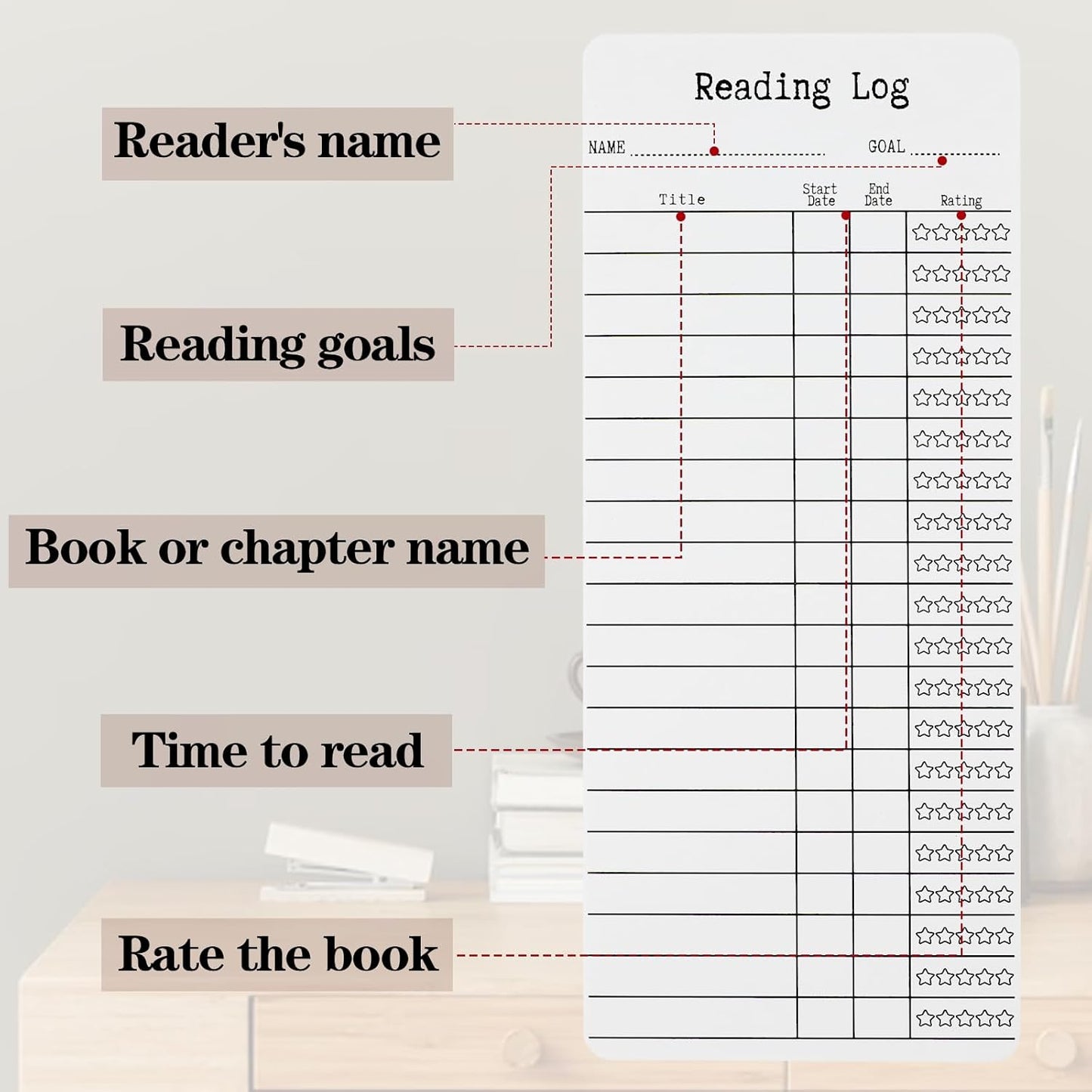 Ouligay 20pcs Book Tracker Bookmark Reading List Bookmark, Library Cards for Reading, Page Holders for Reading Enthusiasts, Teachers, Students