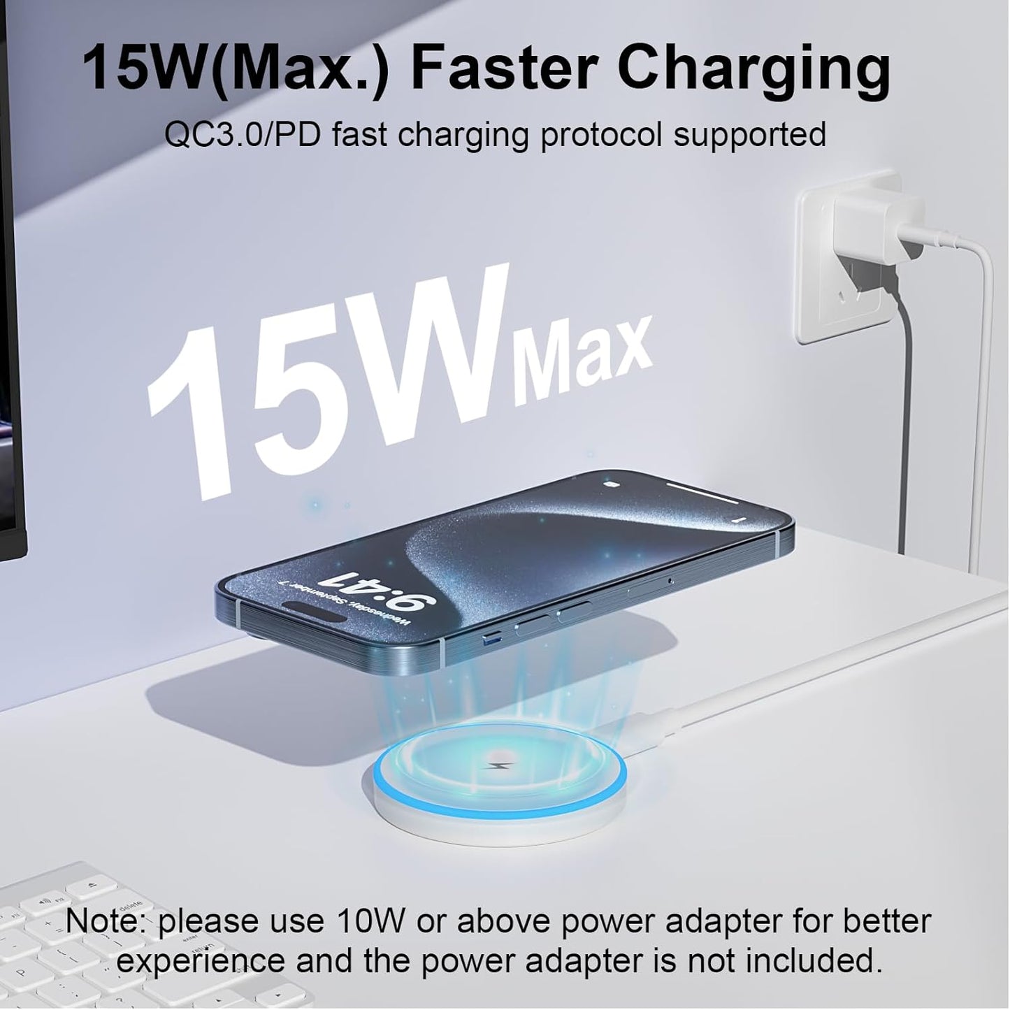 MagSafe Charger 15W Magnetic Wireless Charger Fast Charging Pad Compatible with iPhone 17/16/15/14/13/12 Series & AirPods 4/3/2/Pro Magnetic MagSafe Charging Pad with Dual Ports