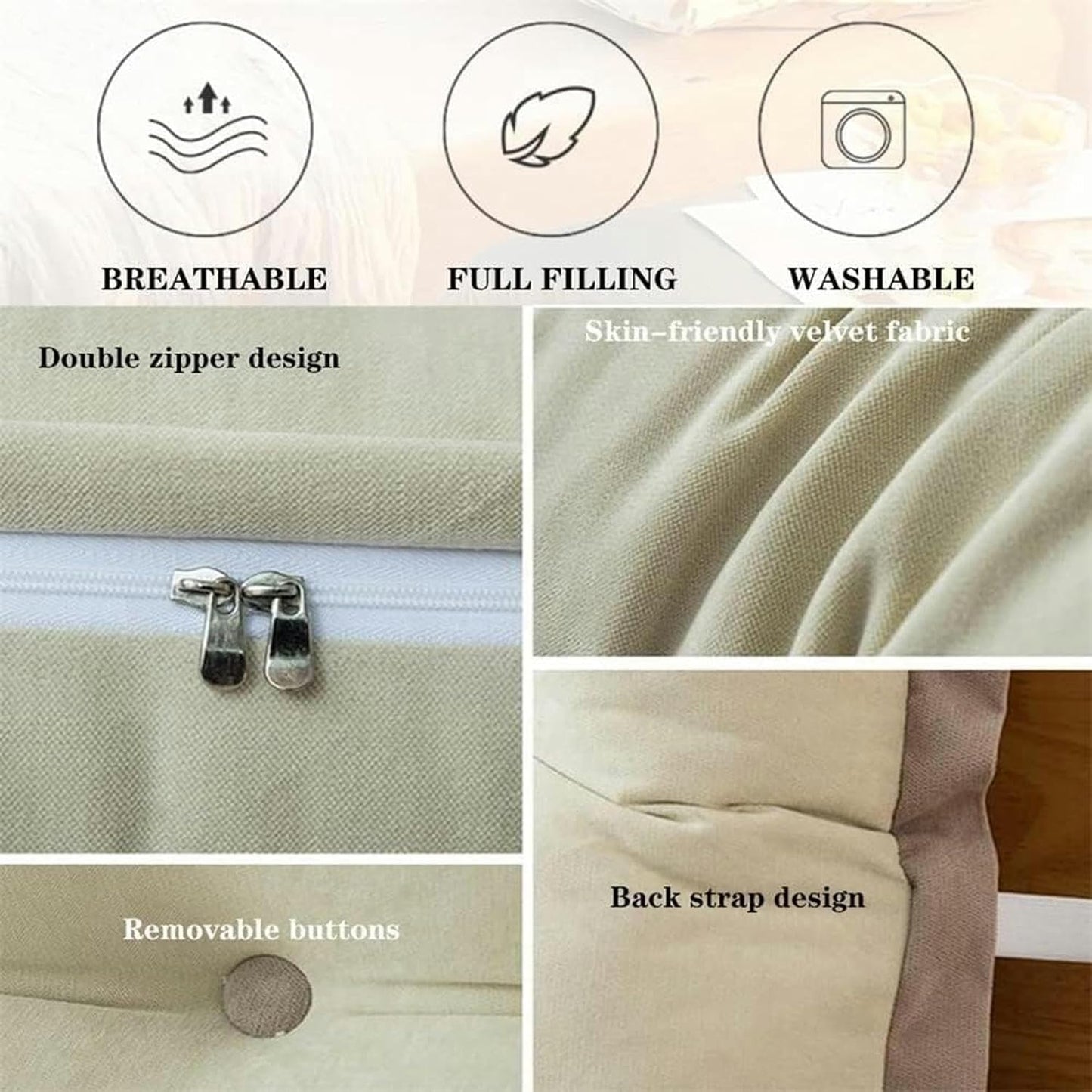 Soft Headboard Bedside Cushion, Watching TV Relaxing Design Bumper Pillow King Tatami Bed Pillow Removable Pillow Bed Rest Pillows(Light Gray,180cm)