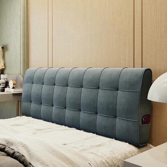 Rectangle Headboard Upholstered Bedside Support Cushion Large Backrest,Fleece Reading Pillow Wall Pillowboard Neck Lumbar Bedroom Daybed Bolster,Beige,Straps 35"/Single