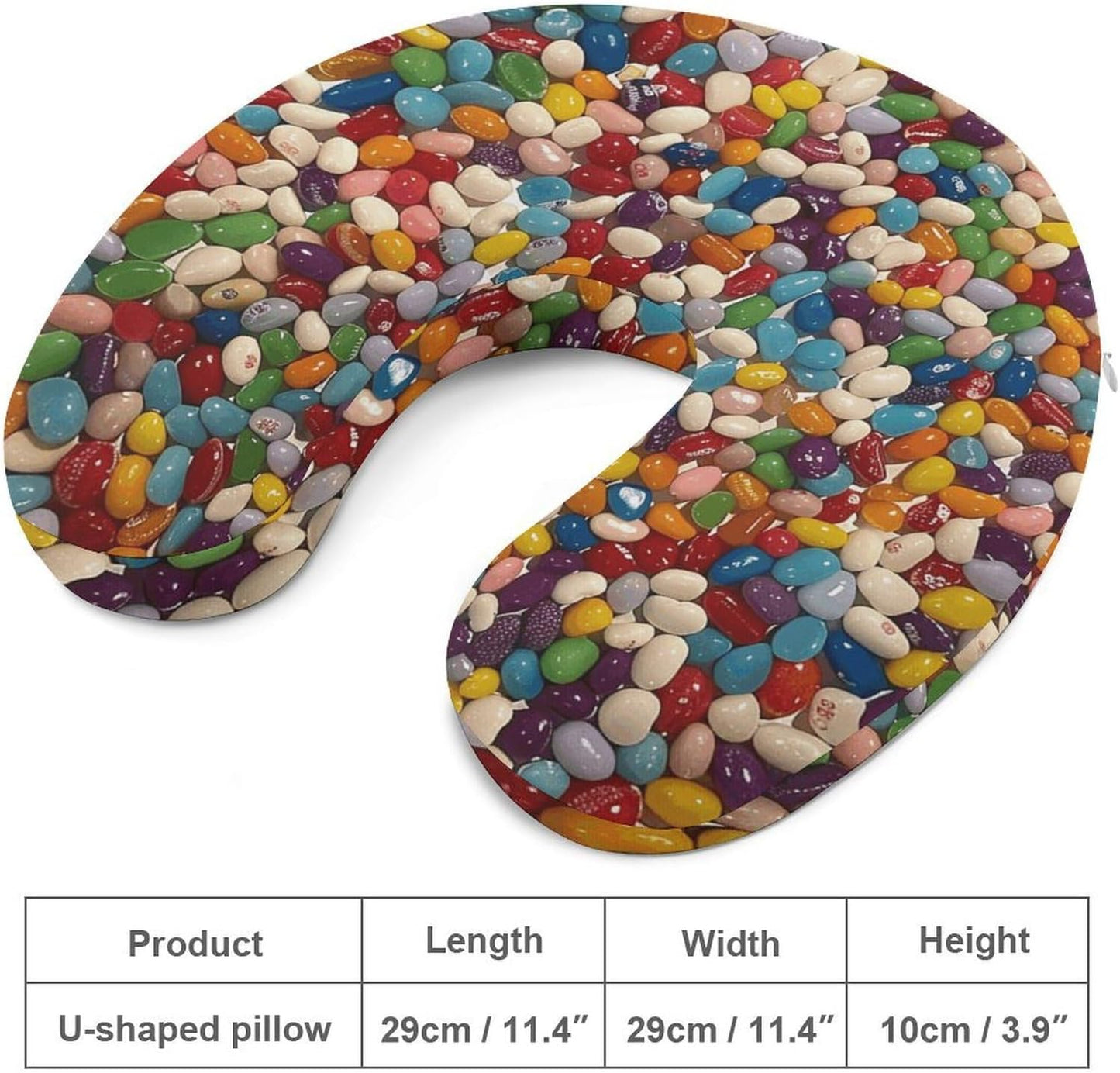 Assorted Jelly Beans Neck Pillow Memory Foam U Shaped Pillows Portable Pillows for Shoulder Travel Head Support Pillow with Concealed Zipper for Airplane Car Home Office