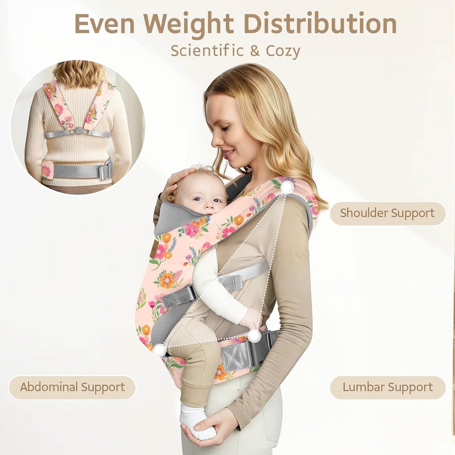 Baby Carrier, Ergonomic Adjustable Toddler Carriers for 7-33 Lbs, Cozy Lightweight Infant Carrier with Neck Support, Baby Chest Carriers with Lumbar Support for Parents (4-36 Months)