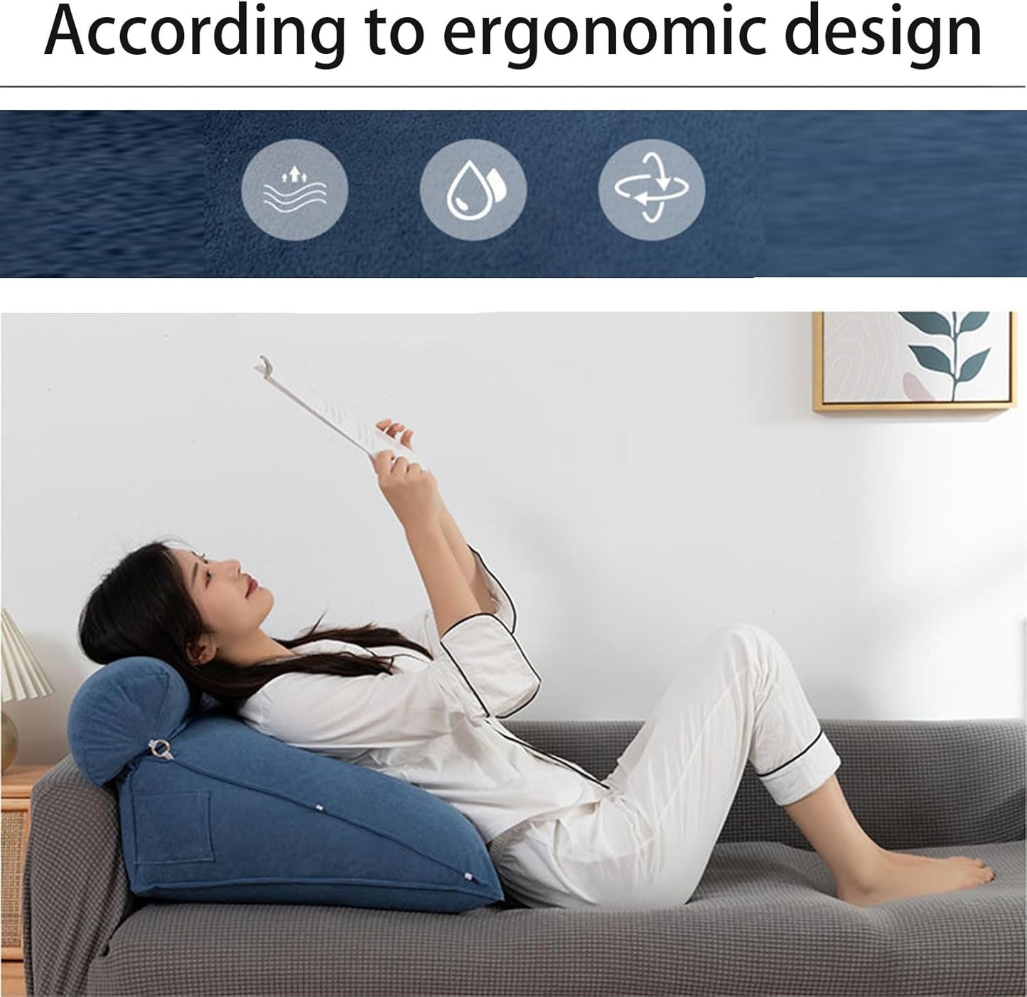 Reading Pillow for Bed Triangular | Multifunctional Sofa and Bedside Cushion | Reading Back Support Rest Pillow |,Bed Rest Pillow with Support Arms,Back Support Cushion for Adults Watching