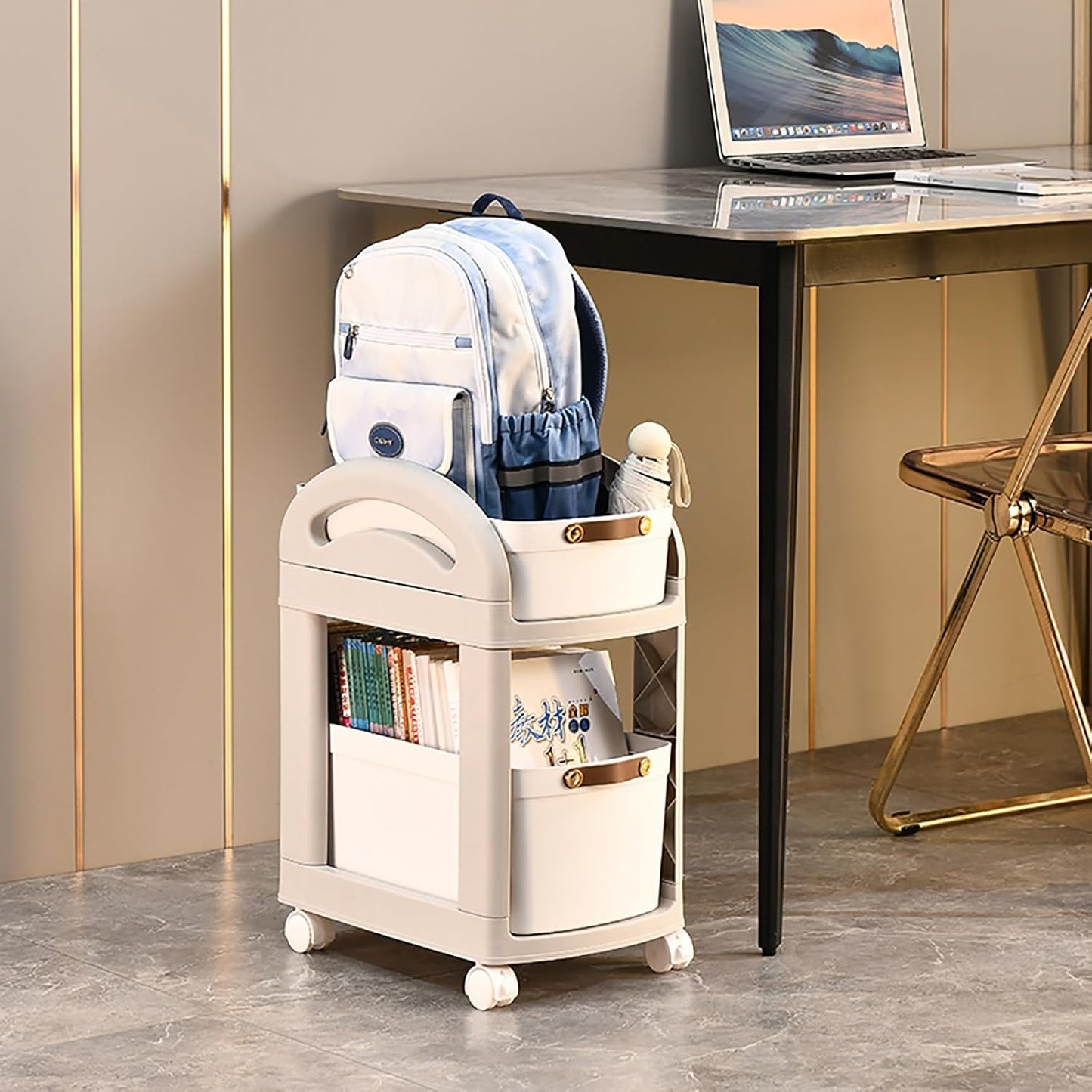 Mobile Bookshelf with Wheels Bookshelf with Wheels 3 Tier Modern Narrow Bookcase Removable Movable Unique Bookcase Small Bookshelf for Small Spaces Living Room Bedroom Study (Size : Two floors)