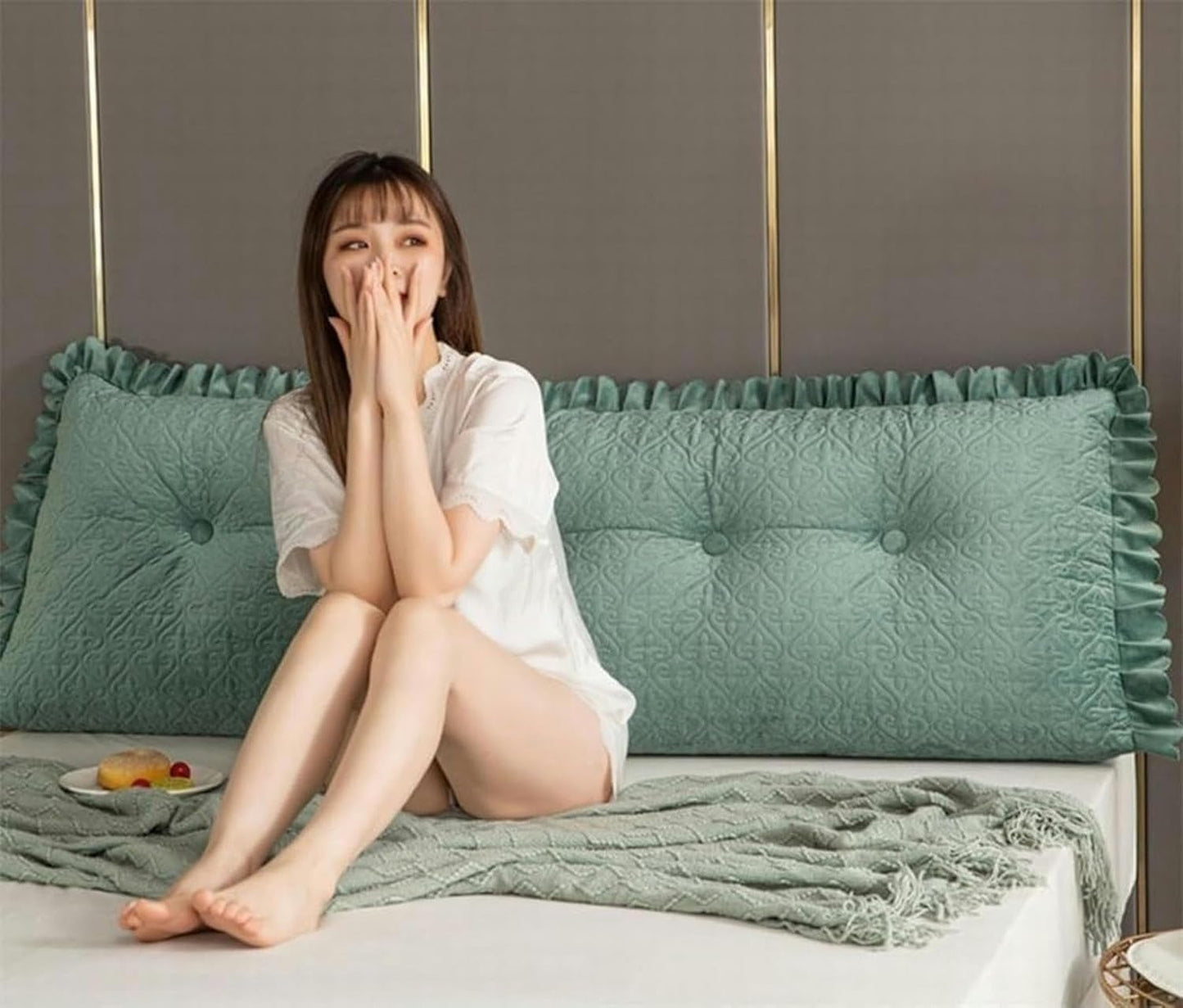 Triangular Reading Pillow/Long Headboard Pillow Cushion Wedge Reading Bed Pillow Triangular Headboard Backrest Fleece Positioning Support Cushion for Dormitory Sofa Bed
