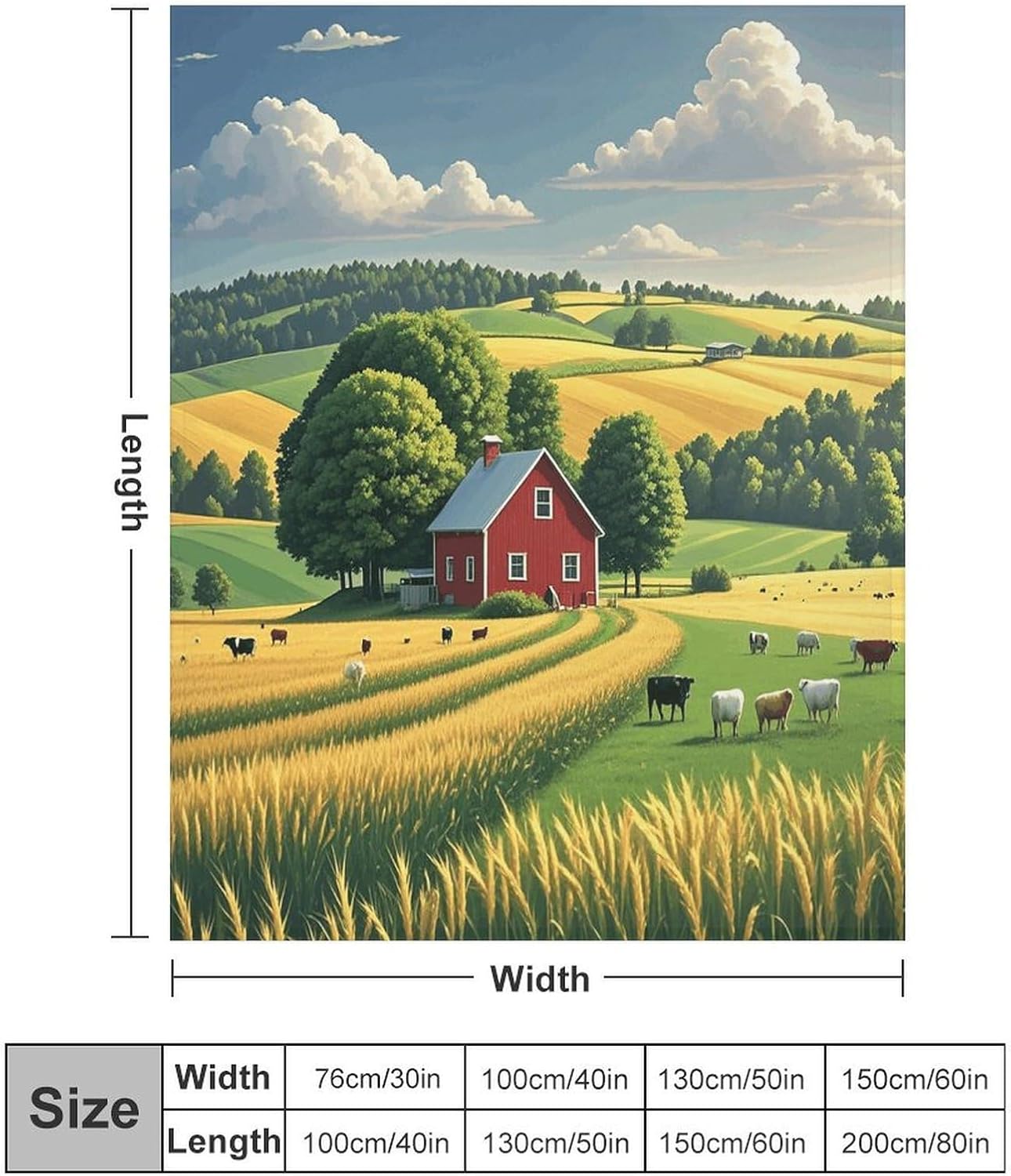 Country Farm Blanket Super Soft Lightweight Throw Blanket Cute Cozy Warm Bed Blanket Decorative Fuzzy Blanket All-Season Home Decor Gift for Sofa Couch Living Room 50"*60"（130 * 150cm）