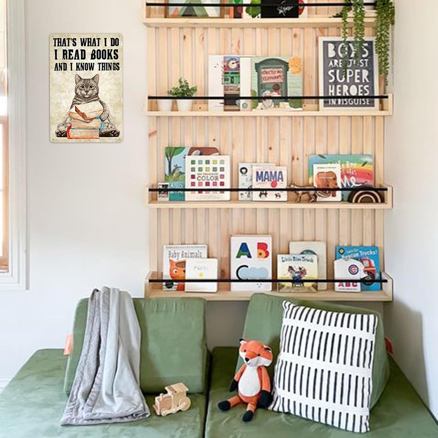 Cat Posters That's What I Do I Read Books Poster Funny Cat With Book Posters For Wall Art I Read Books And I Know Things Sign Cat Metal Tin Signs Book Club Poster Gift For Bar Home Decor 8x12 Inch