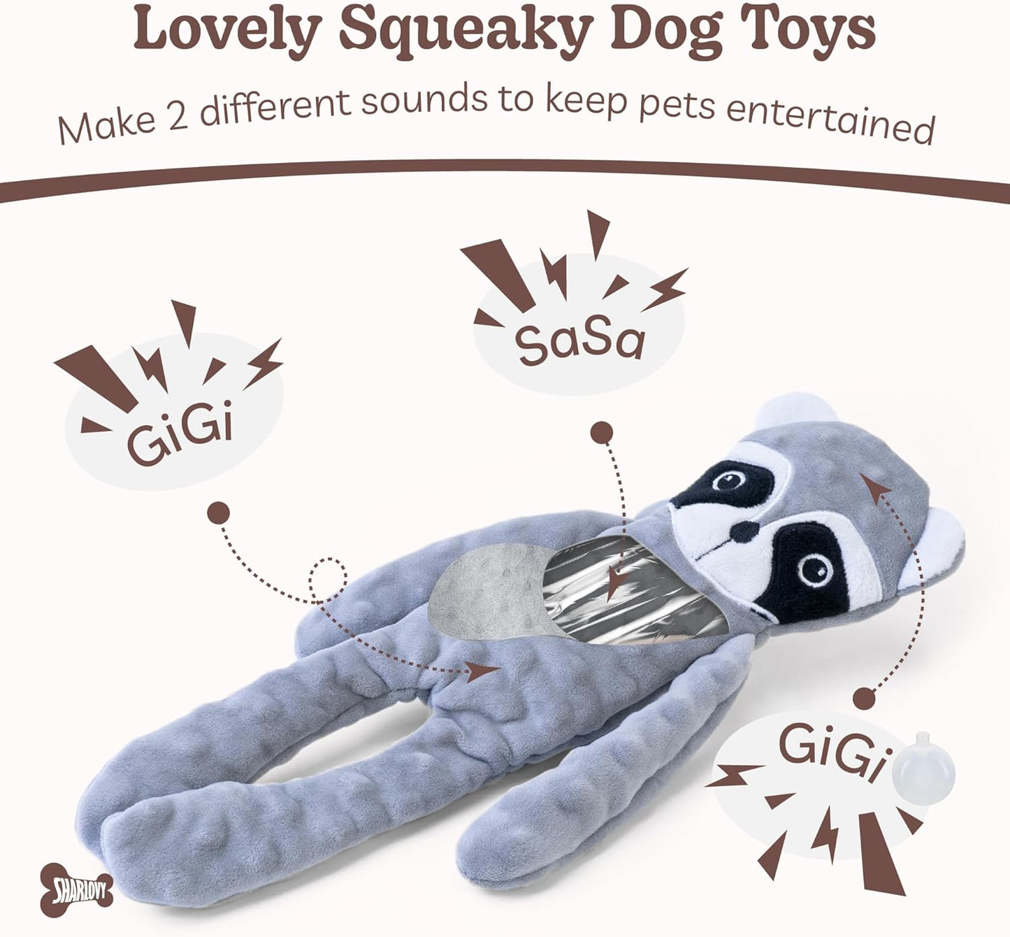 SHARLOVY No Stuffing Dog Toys 5 Pack, Crinkle Interactive Dogs Toy for Boredom, Puppy Toys for Teething to Keep Them Busy, Cute Squeaky Dogs Toy for Small, Medium, and Large Breed