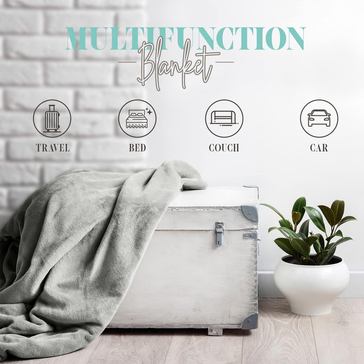 Elegant Comfort Throw Blanket, Reversible Sherpa Flannel, Ultra-Soft, Fuzzy, Cozy and Plush- All Season Lightweight Decorative Throw, 50 x 60 inches, Solid Sherpa Throw, Taupe