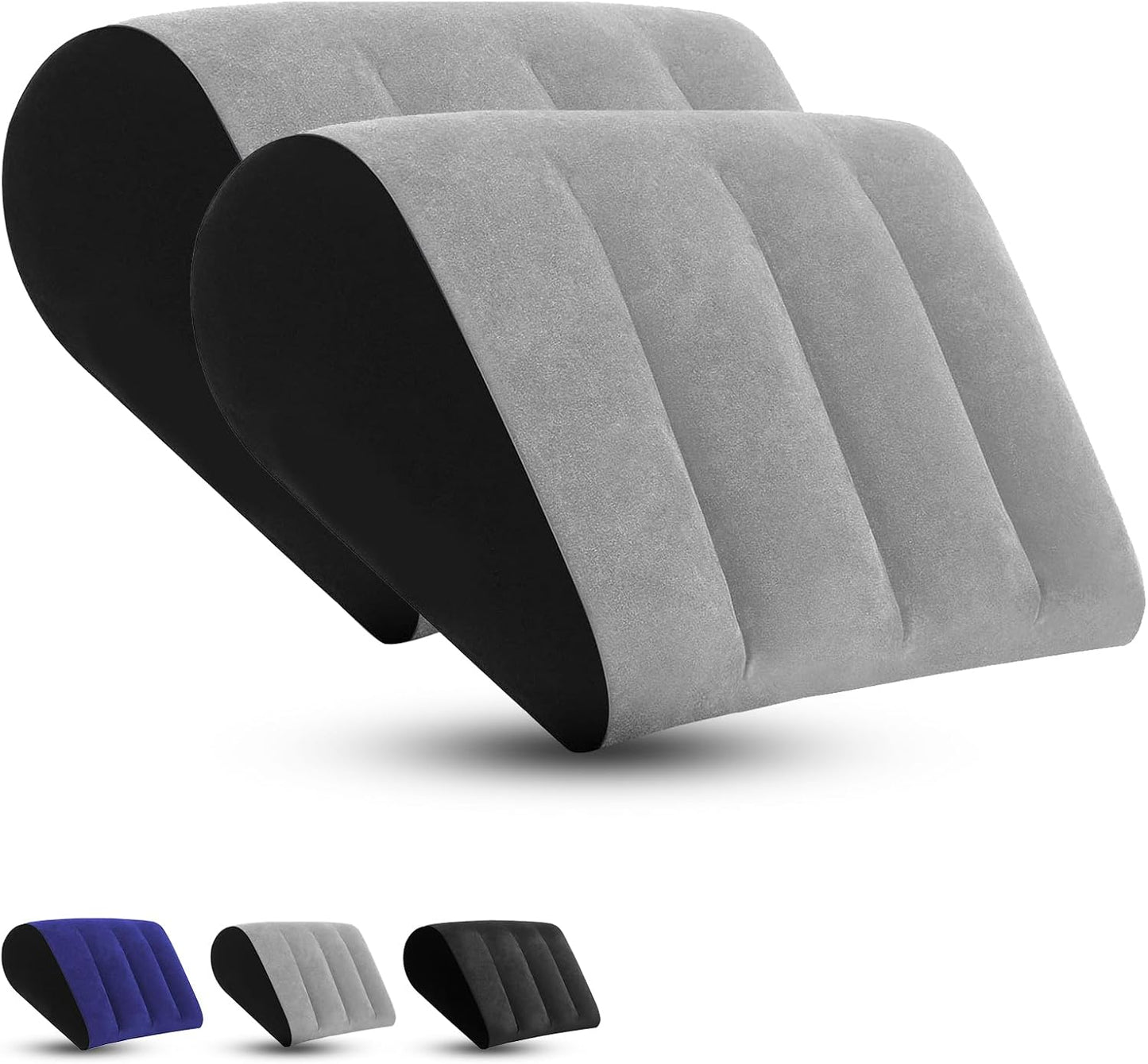 TheClover Portable Inflatable Wedge Pillow Cushion - 2 Pack Body Positioners Foldable Wedge Pillow for Sleeping,Back,Travel,Bed,Leg Elevation with Fast Inflation Deflation(Grey)