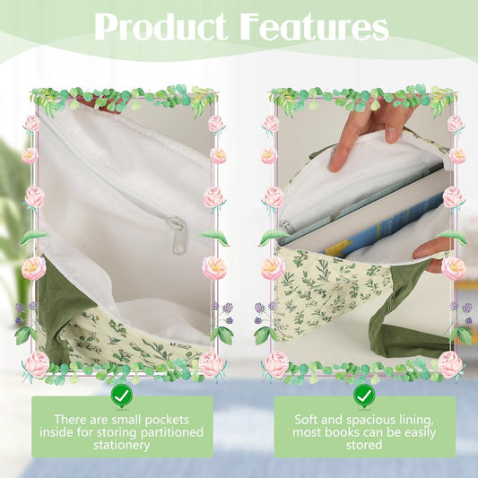Quilted Bow Bible Sleeve Book Cover - Internal Storage Pocket, Flower Bible Sleeve Cover for Women, Washable for Paperbacks Pouch with Pockets, for Women Girls Book Lover Gifts