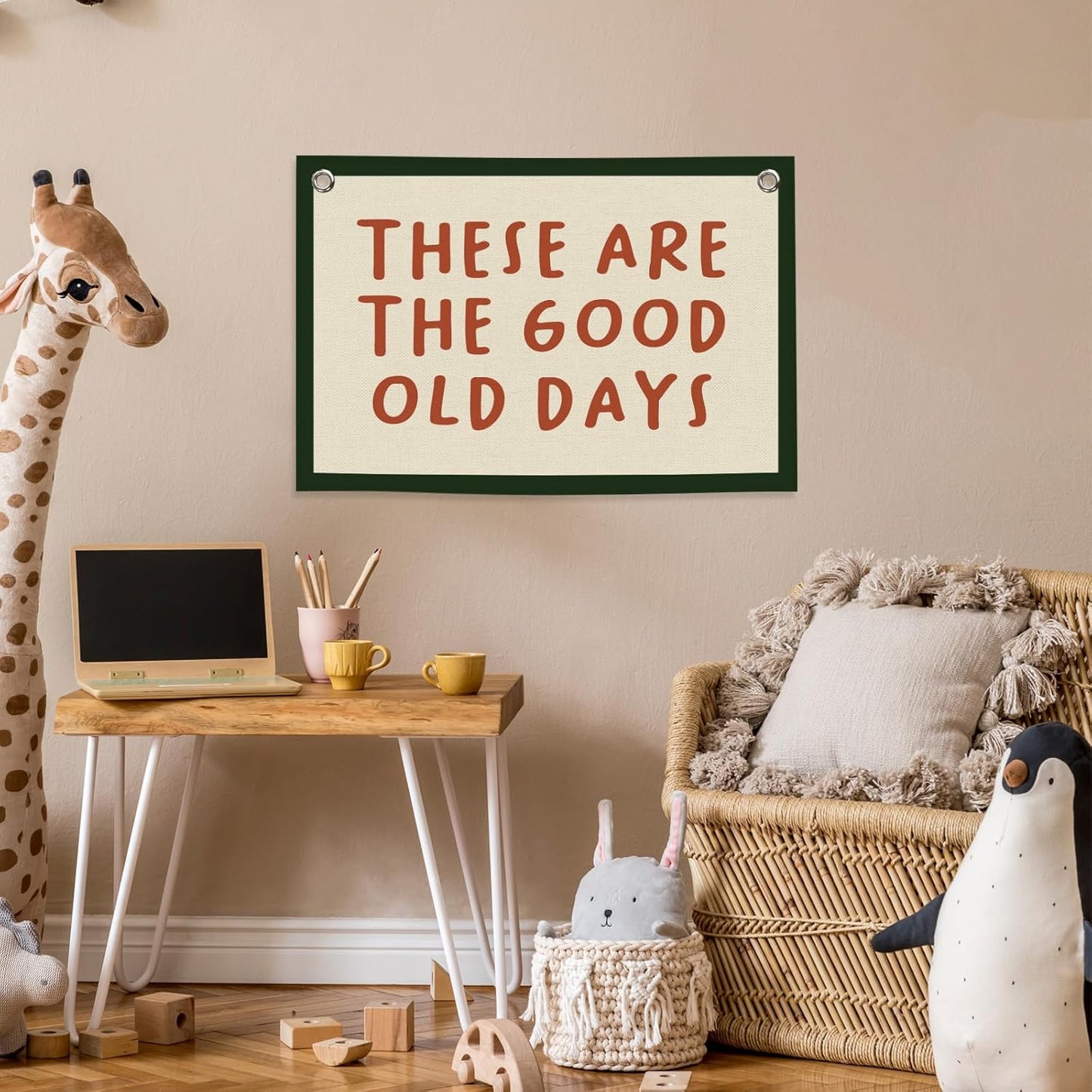 These Are The Good Old Days Banner, Trendy Retro Motivational Room Decor, Nostalgic Inspirational Canvas Flag Wall Hanging Decor Art for Home Living Room Playroom 20x30in