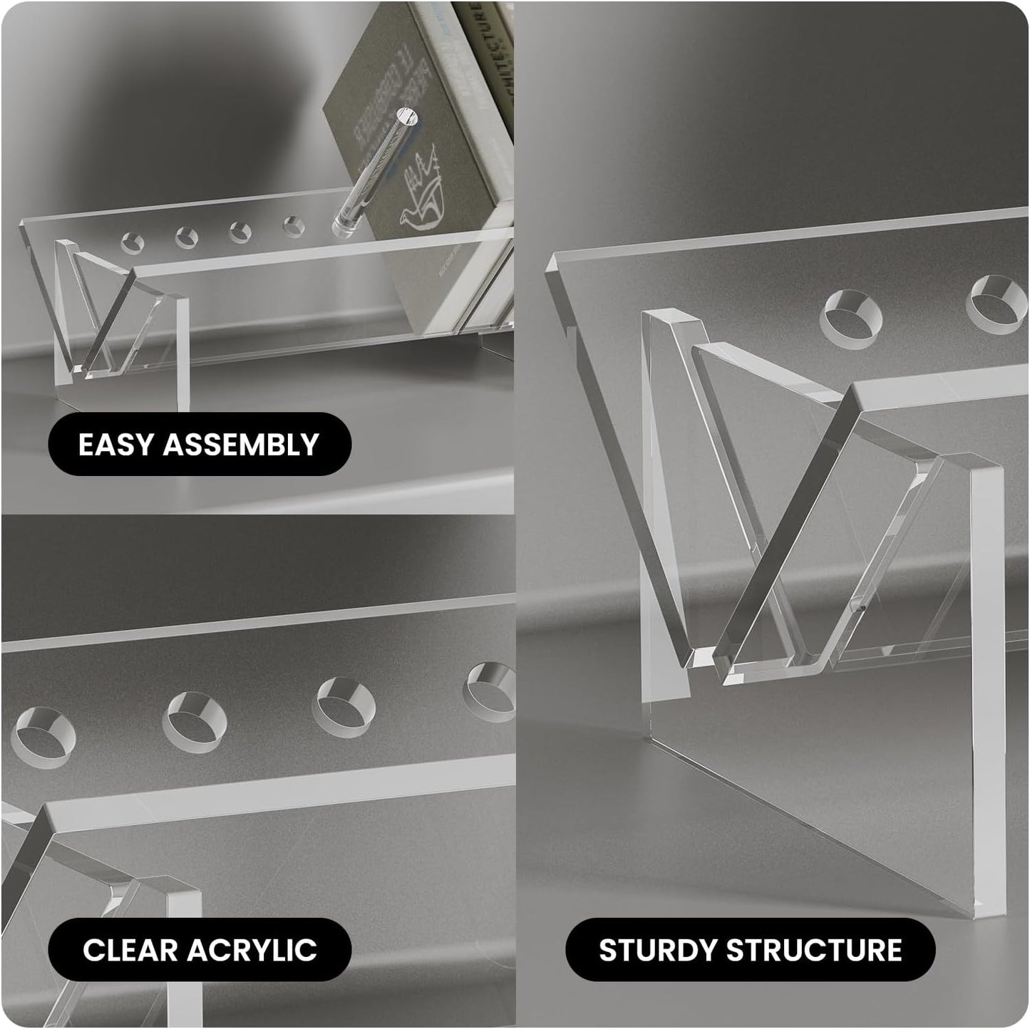 Sumerflos Acrylic Desktop Bookcase, Book Storage Organizer Bookshelves, Clear Mordern Tabletop Storage Rack for Office Home Shelf Display for Cd/Magazine/Book - Clear