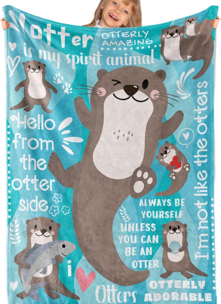 Otter Gifts for Girls, Otter Blanket, Gifts for Otter Lovers, Daughters, Flannel Plush Throw Blanket - 50"x 65" - Otter is My Spirit Animal, Always Be an Otter, I'm Not Like The Otters,