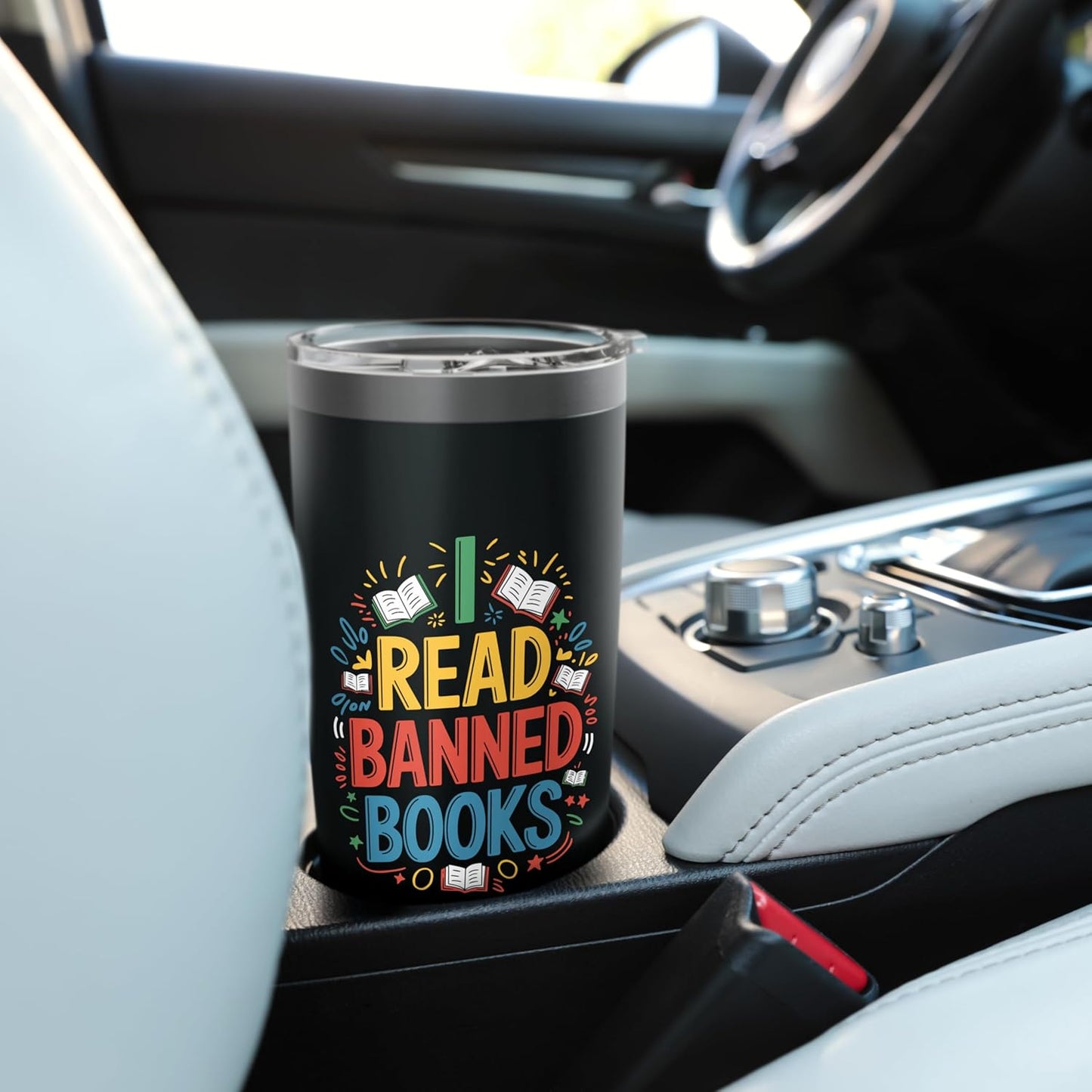 I read banned books, Bookworm Library Librarian Reader Stainless Steel Insulated Tumbler