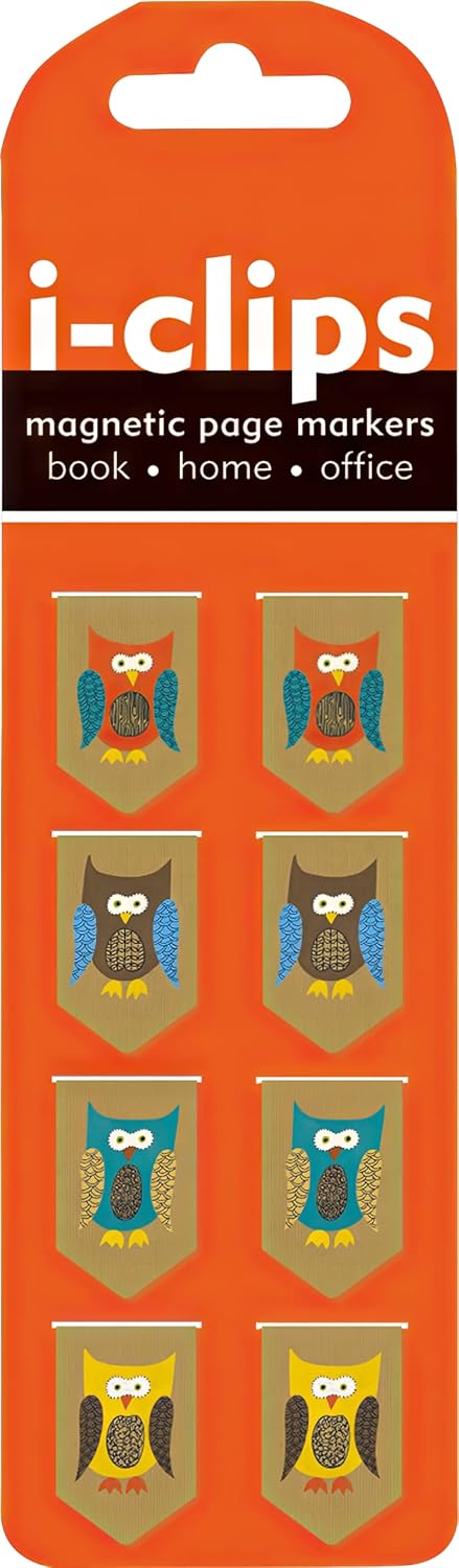 Owls i-Clip Magnetic Page Markers (Set of 8 Magnetic Bookmarks)